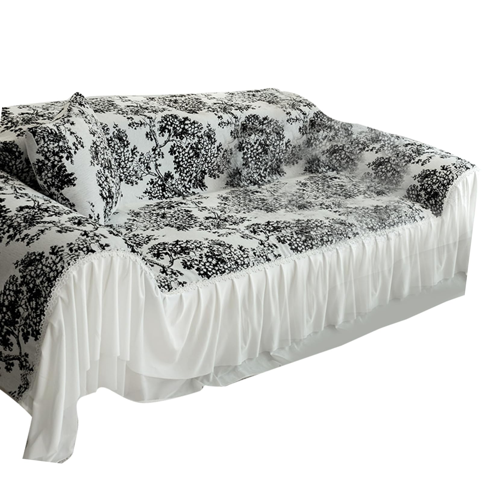 Jazuaiao Chenilles Sofa Couch Covers Protectors, Black and White NonSlip Couch Slipcover for Home and Use Black and White Sofa Protectors