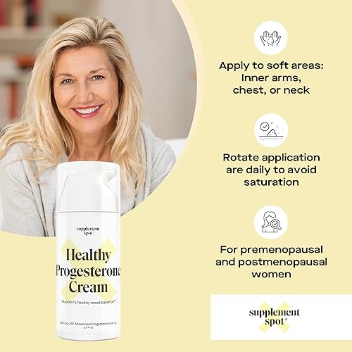 Miniatura 5 de Supplement Spot Crema de progesterona saludable para mujeres, crema de progesterona USP bioidéntica micronizada para alivio de la menopausia y