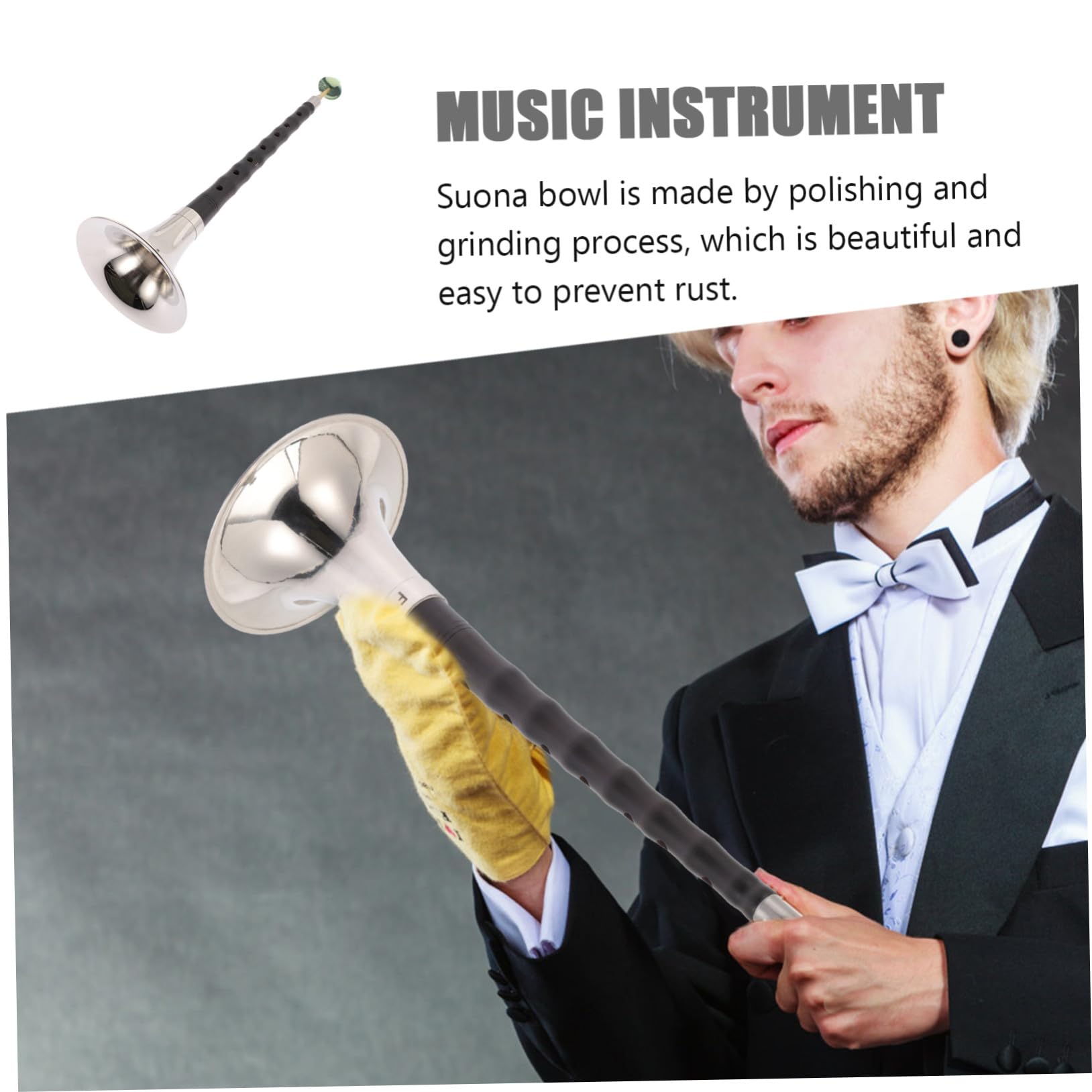 Instrumento de Viento Suona para Principiantes Clave Profesional Ébano con Caña y Disco de Aire Práctico y Duradero para Estudiantes y Profesionales