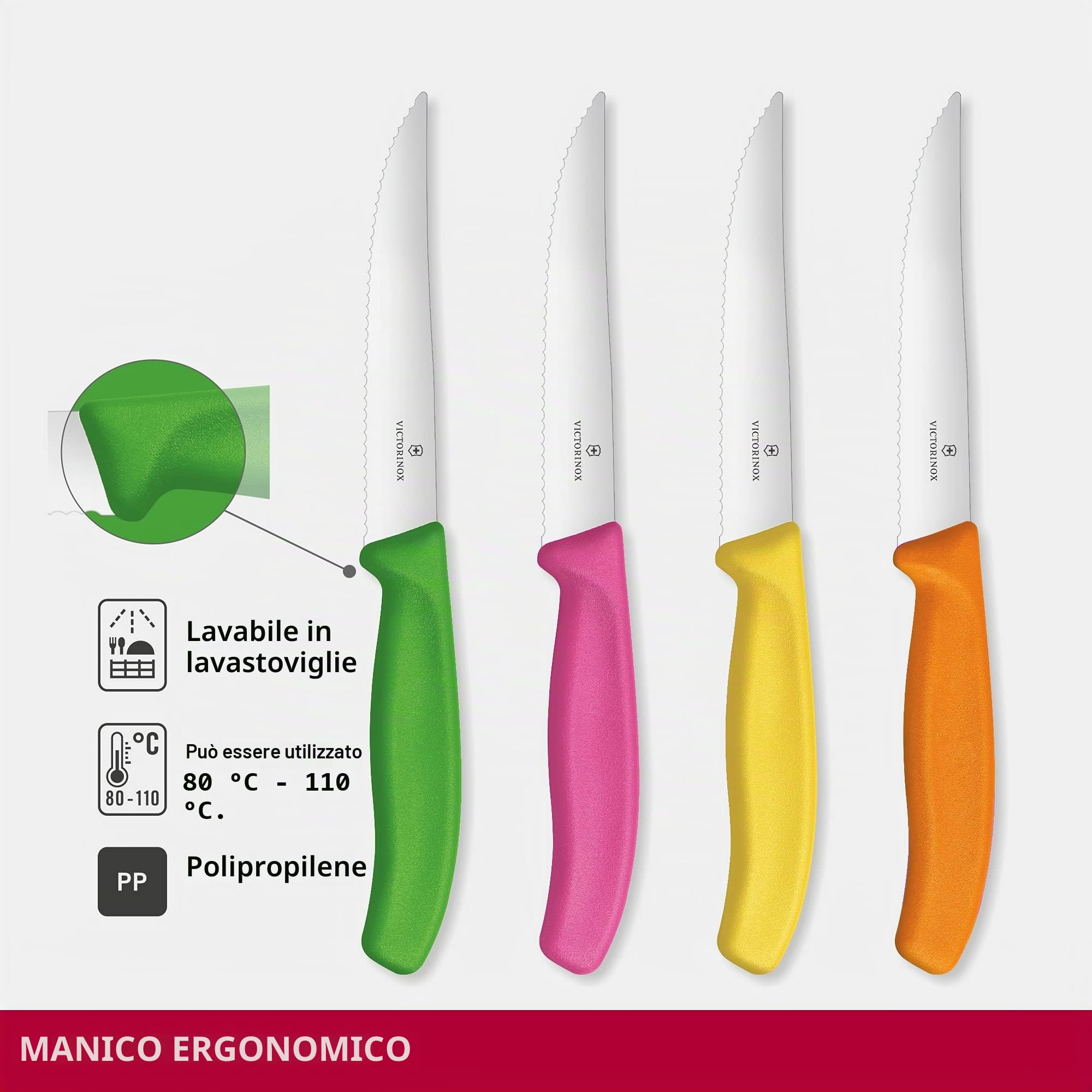 Victorinox Swiss Classic Ceppo per coltelli da bistecca e da pizza, con 4 pezzi, per conservare i coltelli