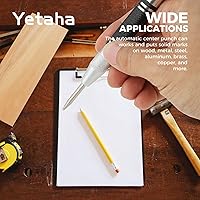 Vista 7 de Yetaha - Paquete de 3 perforadores centrales automáticos, de acero resistente de 5 pulgadas, con resorte central con herramienta de perforación