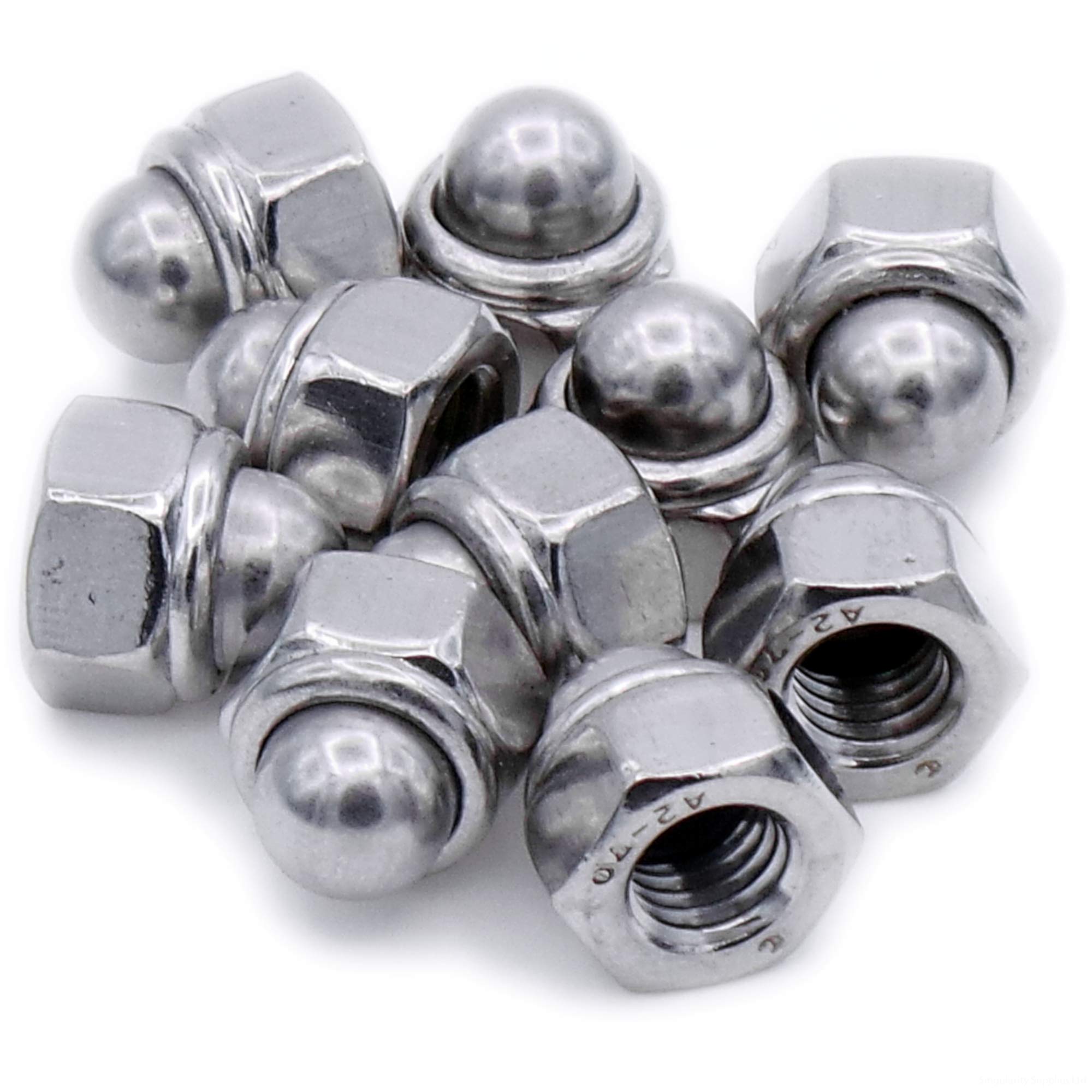 Singularity Supplies Silver M5 (5Mm) Nyloc Dome Cap Nut - Stainless Steel (A2) (Pack Of 10)