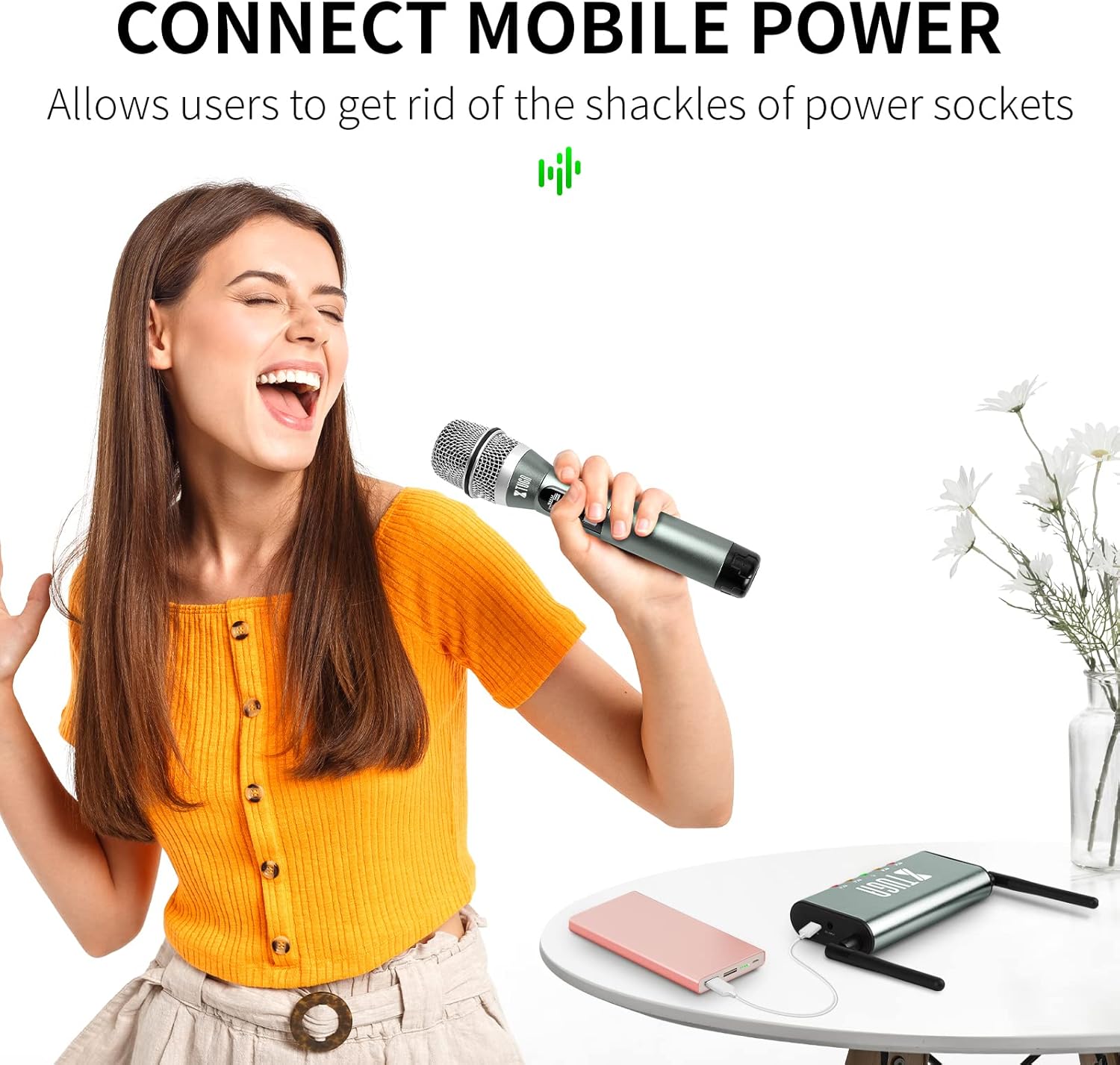 XTUGA UF4600 4 Channel UHF Wireless Microphone System Cordless Microphone with 4 Handheld Mic Mini Receiver Metal Build Long Distance 164ft for Church, Party, Outdoor Events