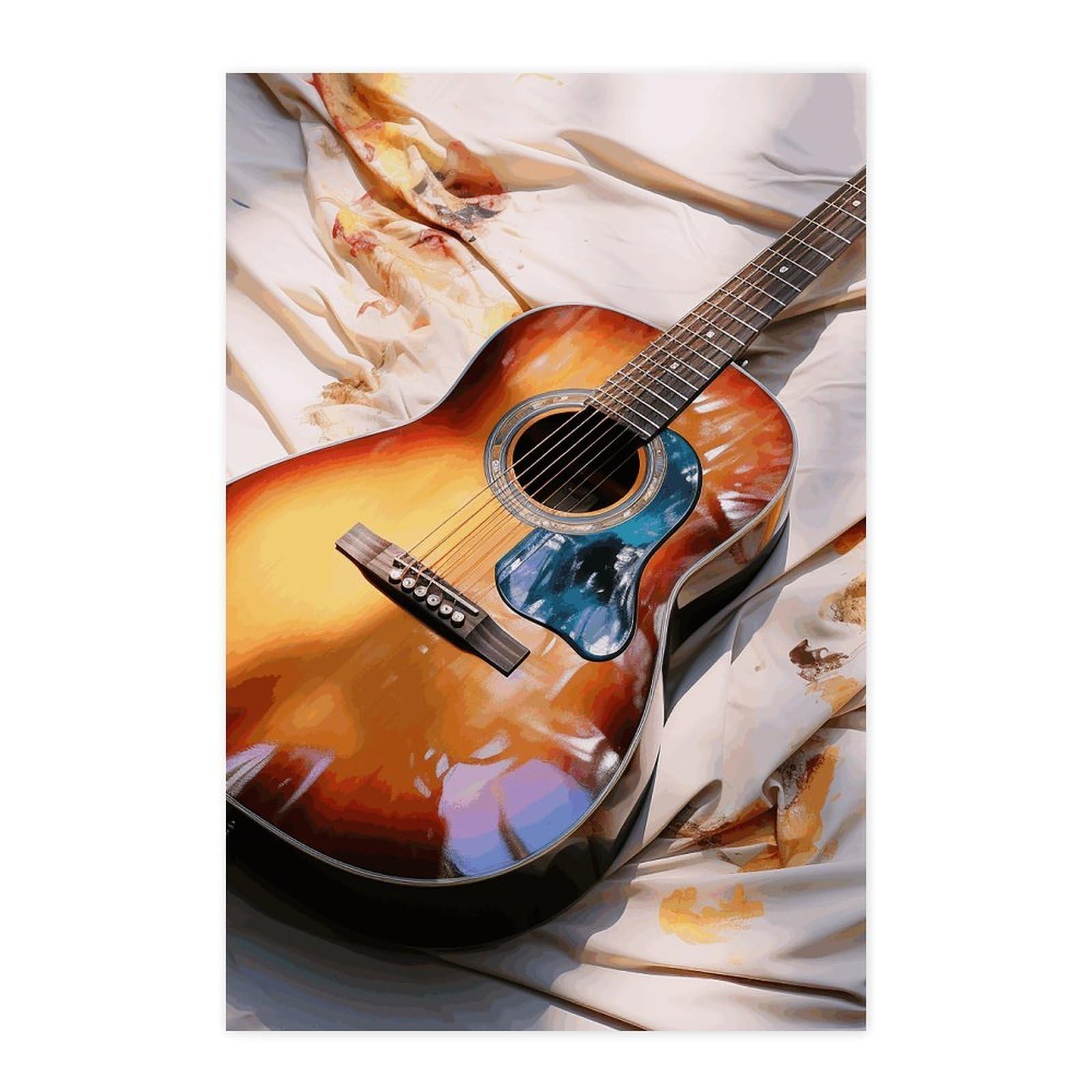 Sticker guitare acoustique poster amovible sans abîmer les murs