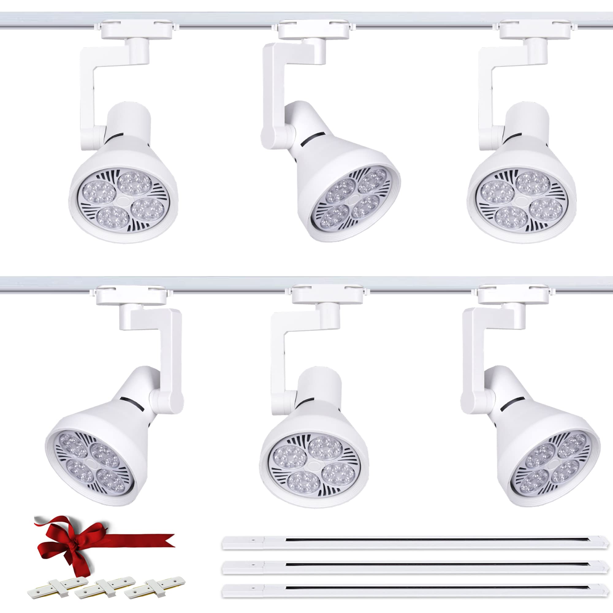 Photo 1 of 6 Packs Plug in LED (Include 9.8 Foot Track Rails )Doavis Track Lighting System 3000K Warm White 35w x 6 Track Lighting Heads for Accent Task Wall,Spot Light Ceiling Lighting Fixtures for Shop