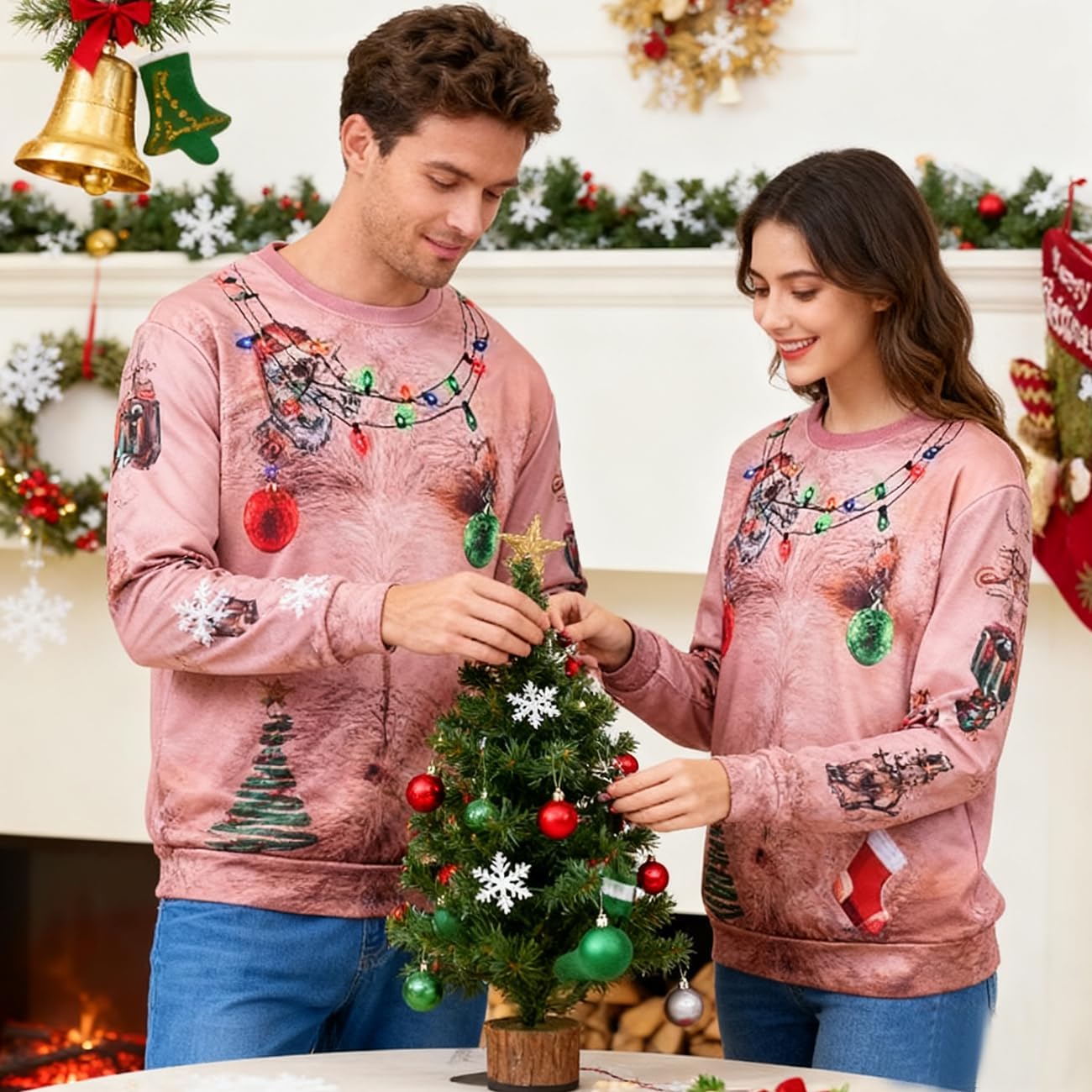 Idgreatim Unisex Ugly Christmas Crewneck Sweatshirt Novelty 3D Graphic Long Sleeve Sweater Shirt - Image 2