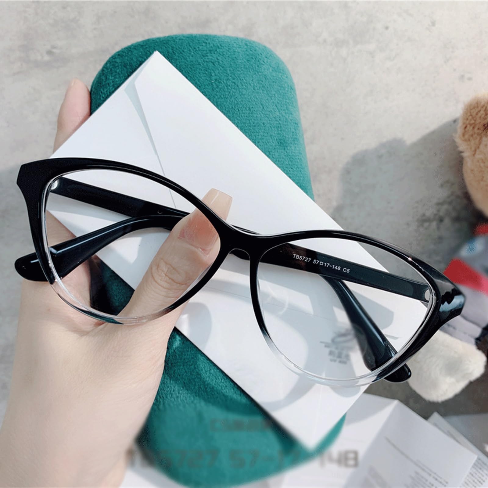 Monturas de Gafas Grandes a la Moda con Almohadillas for la Nariz, Gafas for Ordenador TR90, Gafas sin Receta, Lentes de PC Muy Transparentes(Matte Black)
