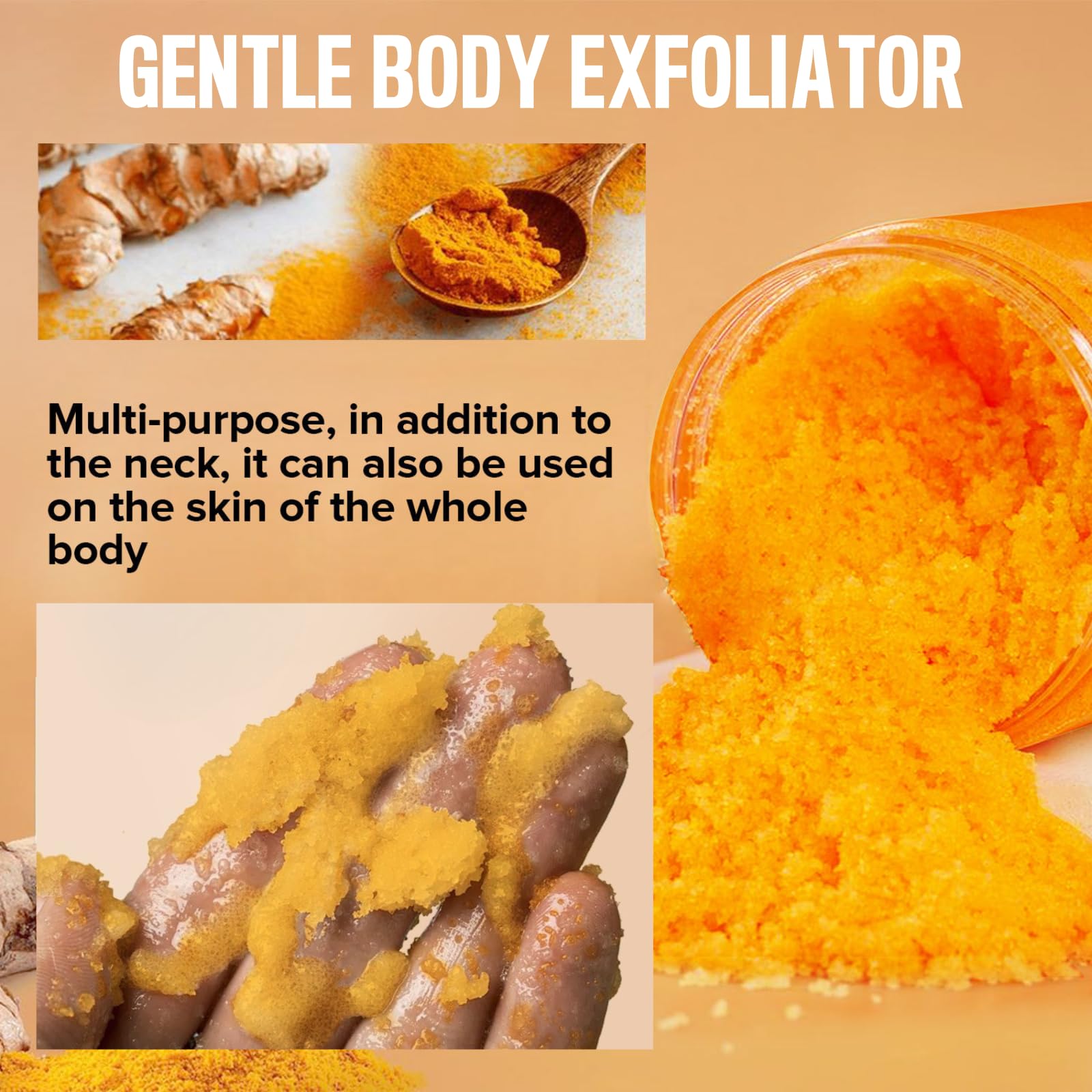 Turmeric Scrub for Face & Body, Brightening Body Scrub Exfoliator & Organic Body Exfoliator, Pore Minimizer - Image 4