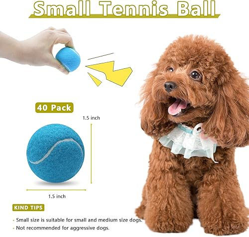 Miniatura 2 de Magicorange Paquete de 40 mini pelotas de tenis chirriantes, pelotas de tenis de 1.5 pulgadas para perros, coloridas y fáciles de atrapar para