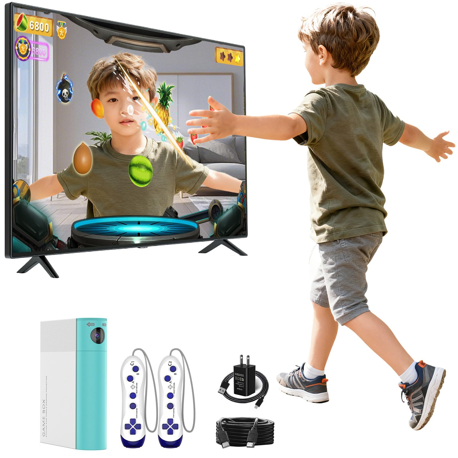 Photo 1 of Motion Sensing Gaming Console with 28 Games, 2 Wireless Controllers, TV Hookup – Family Fun