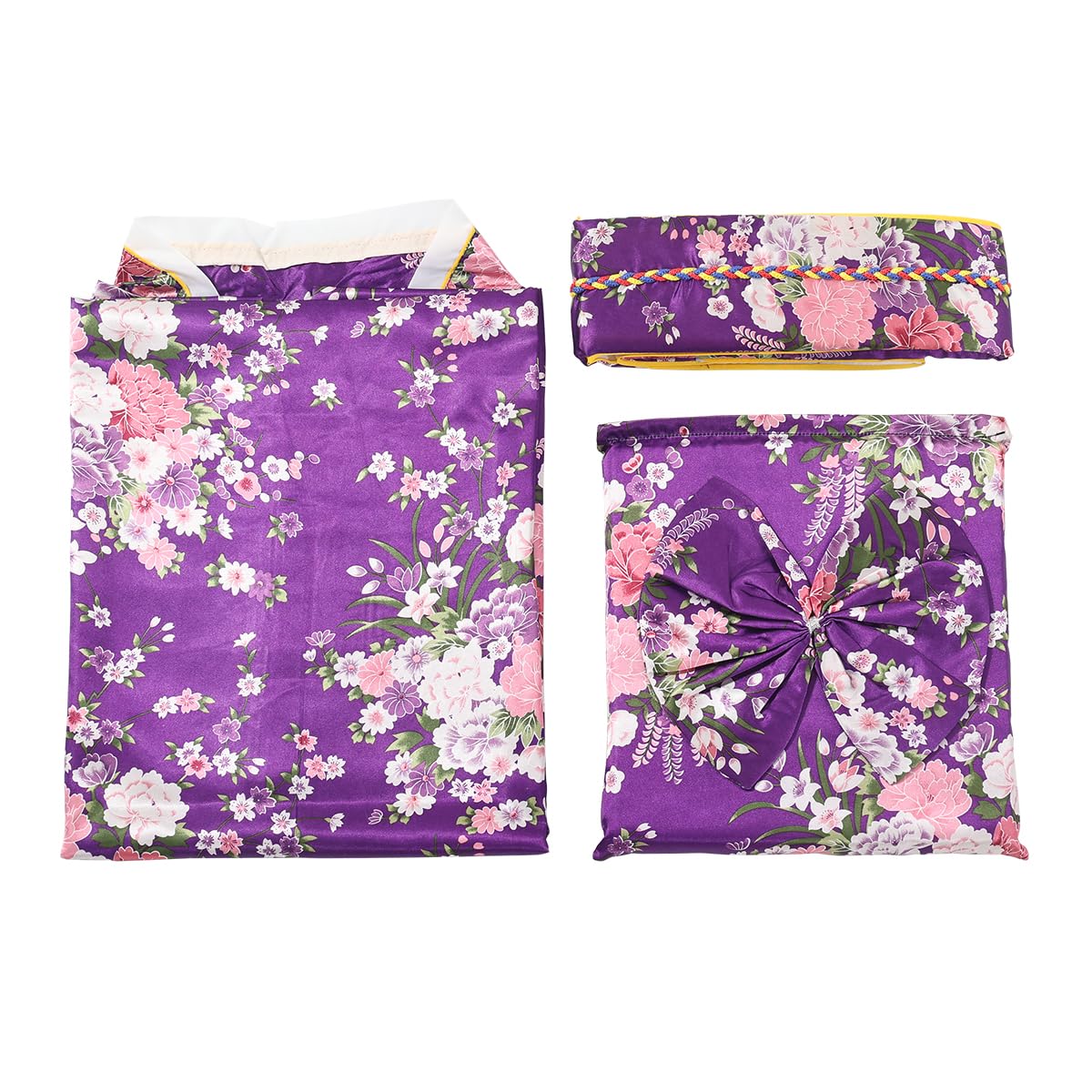 BPURB Kimono traditionnel japonais pour femme Geisha Yukata Robe de bain en satin Motif fleurs