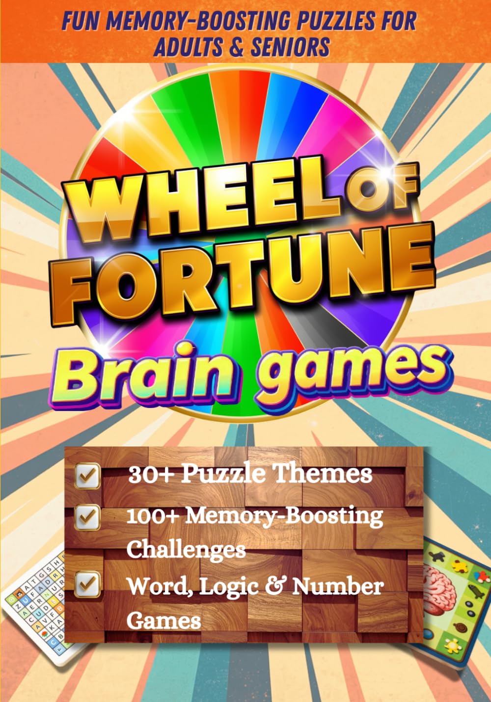 Wheel Of Fortune Brain Games: Memory Boosting Games for Adult & Smart Seniors with Crossword, Fun Trivia, Word Search, Retirement Gifts for Seniors