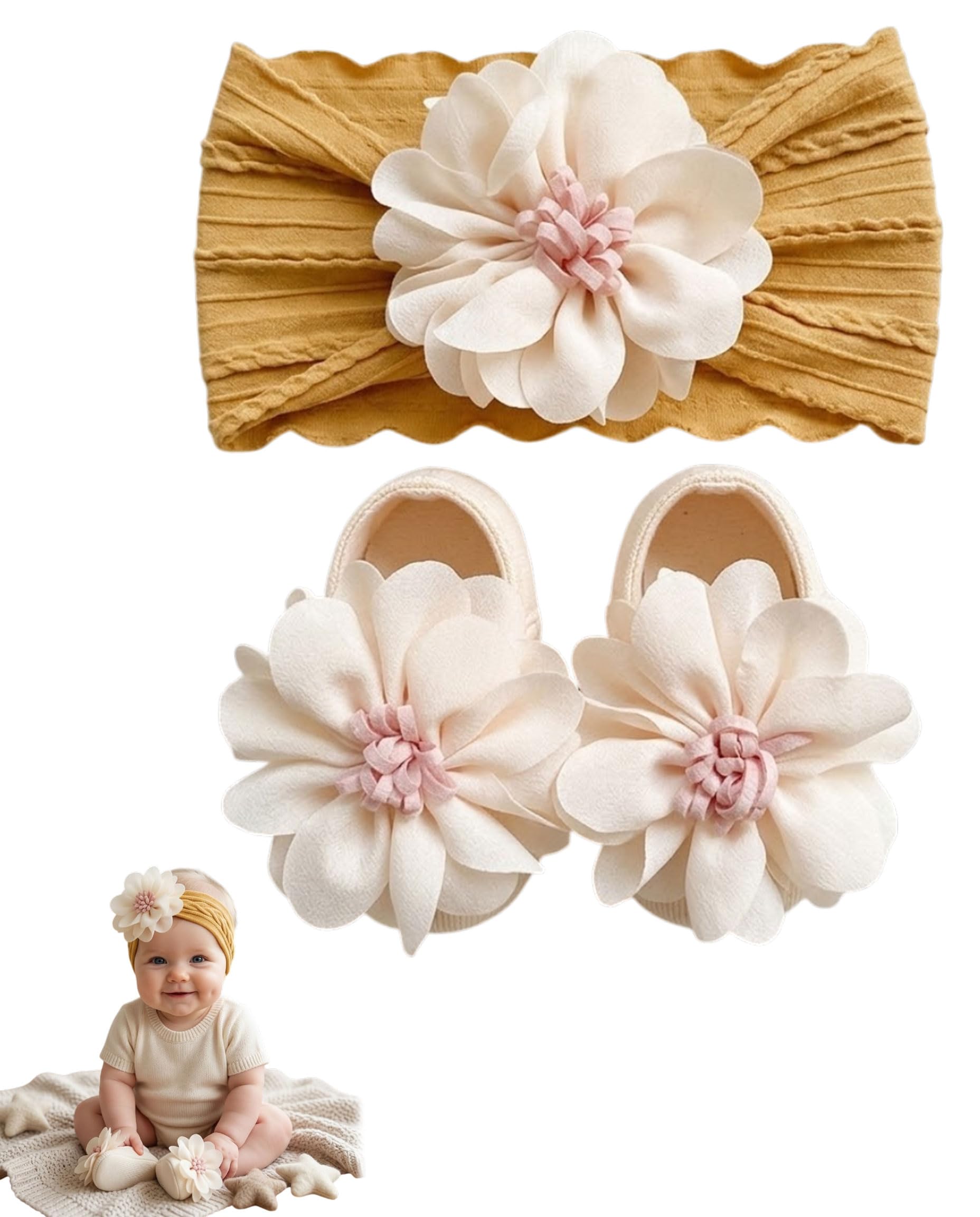 1 set Fasce Bambina Neonata Set di calzini – fascia capelli neonata, Fiocchi Capelli Bambina in Nylon Elasticizzato,Neonato per Capelli, per Bambini Neonati, fascia neonato