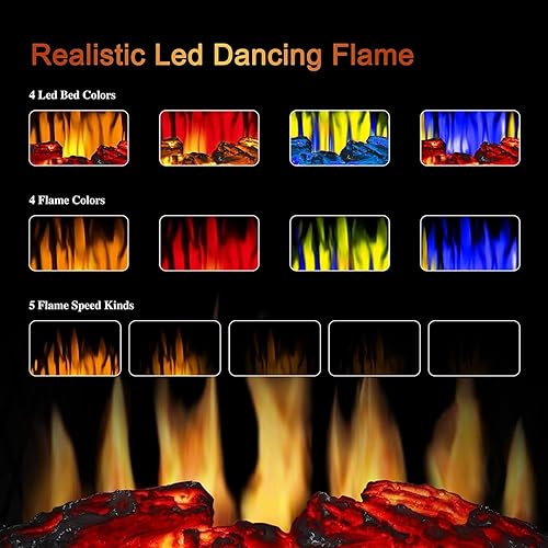 Miniatura 3 de Calentador eléctrico para estufa chimenea eléctrica calentador de chimenea con troncos 3D y llama realista 1500 W Geepgreen
