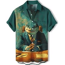 Men's Funny Graphic Hawaiian Shirt, Short Sleeve Button Down, Tropical Casual Vacation Beach Shirt
