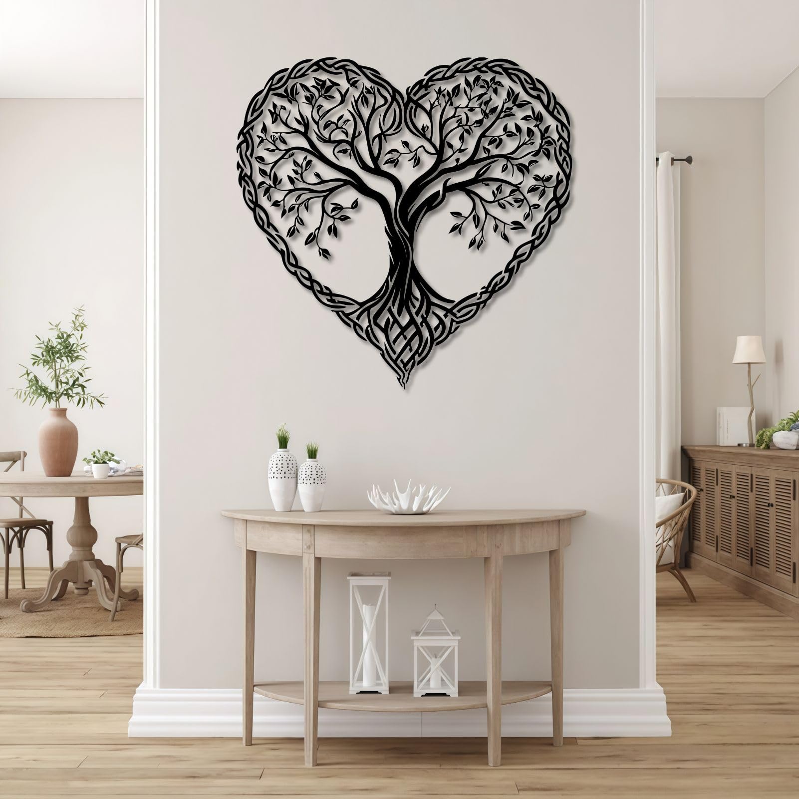 Arbre de vie celtique en métal noir pour décorer une chambre zen