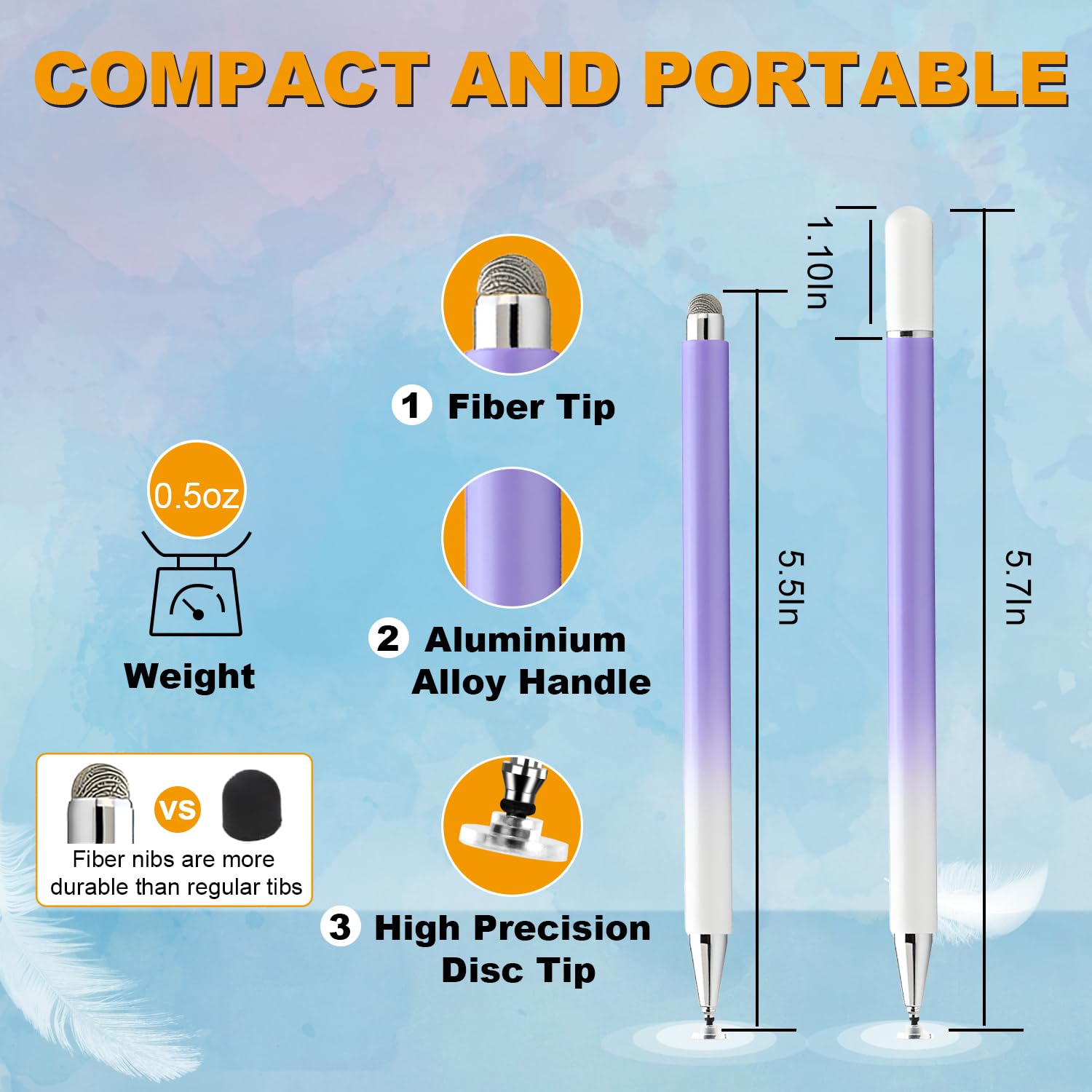 Pennino capacitivo per touchscreen (confezione da 5), con tappo magnetico, penna stilo 2 in 1 ad alta precisione per iPad/iPhone/Nintendo Switch/Samsung/smartphone e tablet Android, compatibile con