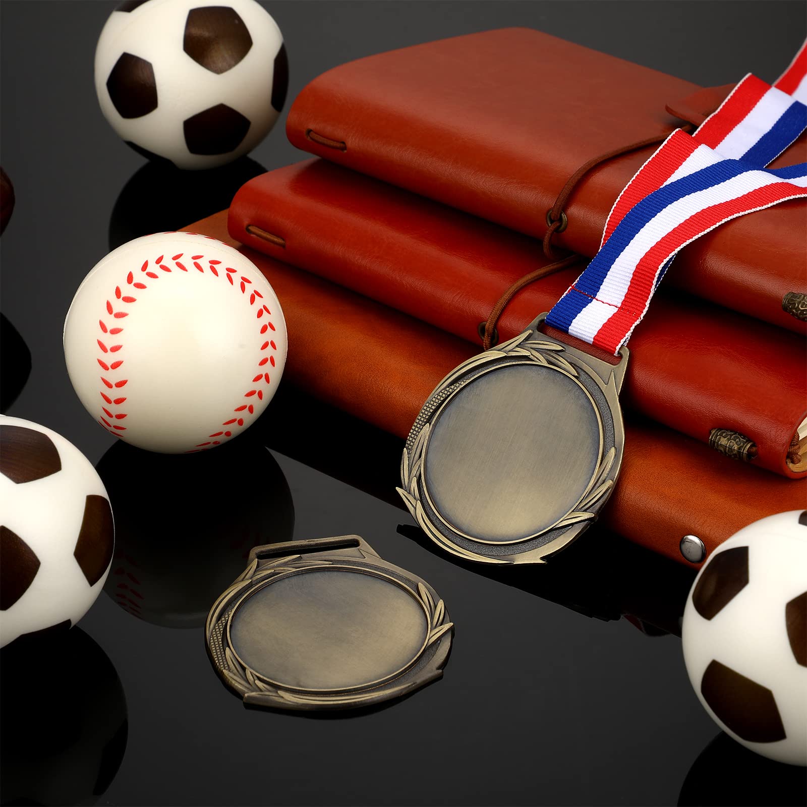 Sasylvia Medallas de premio en blanco con cintas para el cuello, kit de medallas de animación, medallas de ganador, trofeo de participación, regalos de metal para partido de fútbol (bronce, trigo, 60