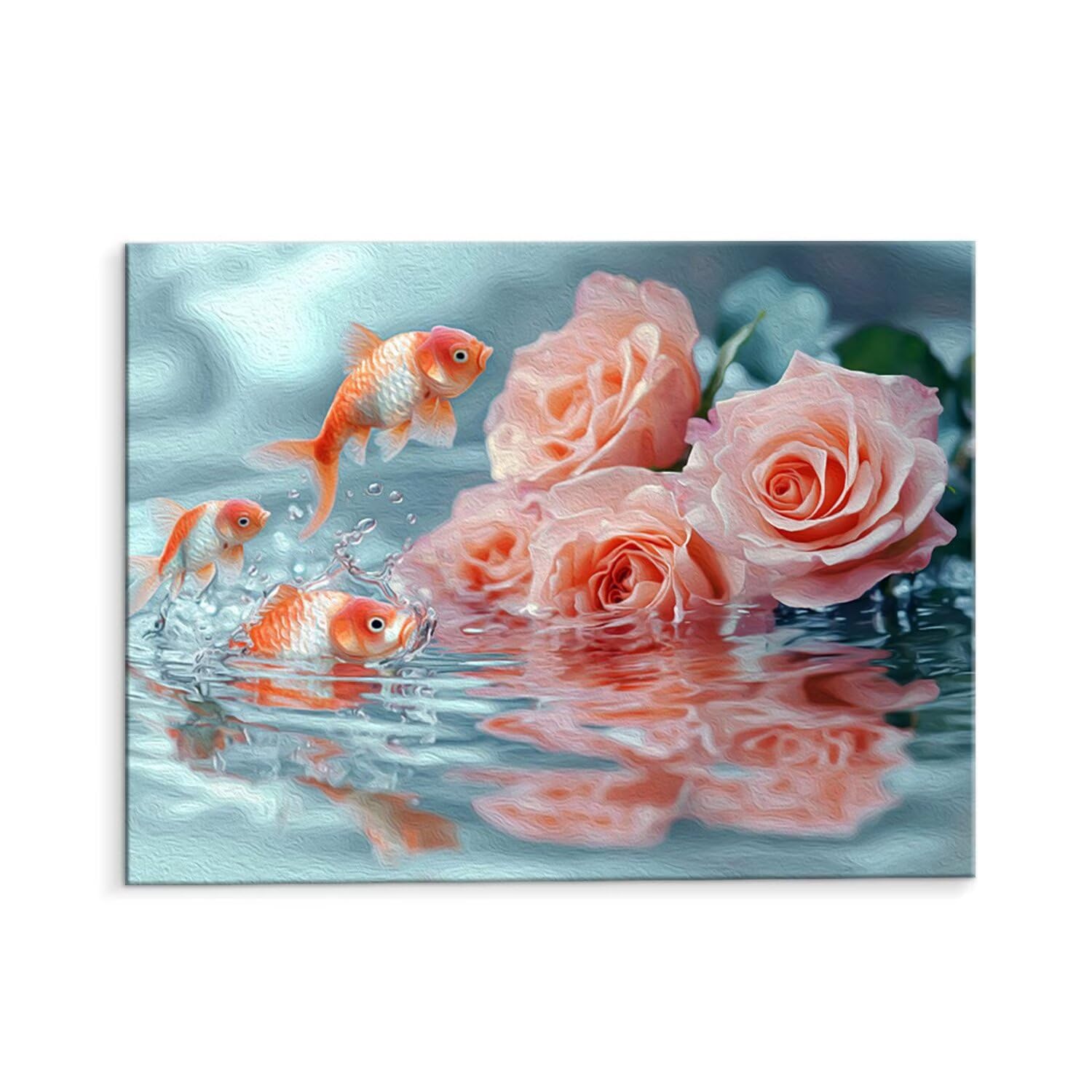 Paint by Numbers Kit for Adults - Rose Koi Paint by Number Kits on Canvas for Beginners & Kids, DIY Acrylic Watercolor Oil Number Painting Kits Home Wall Decor Gift 28x36 Inch (Without Frame) H-639