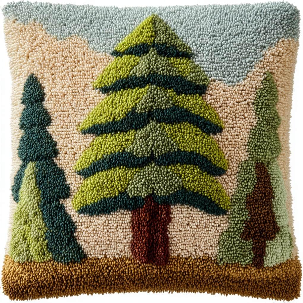 AxiangziK Latch Hook DIY Pillow Kit,Cypress Tree Cushion Cover 43X43Cm