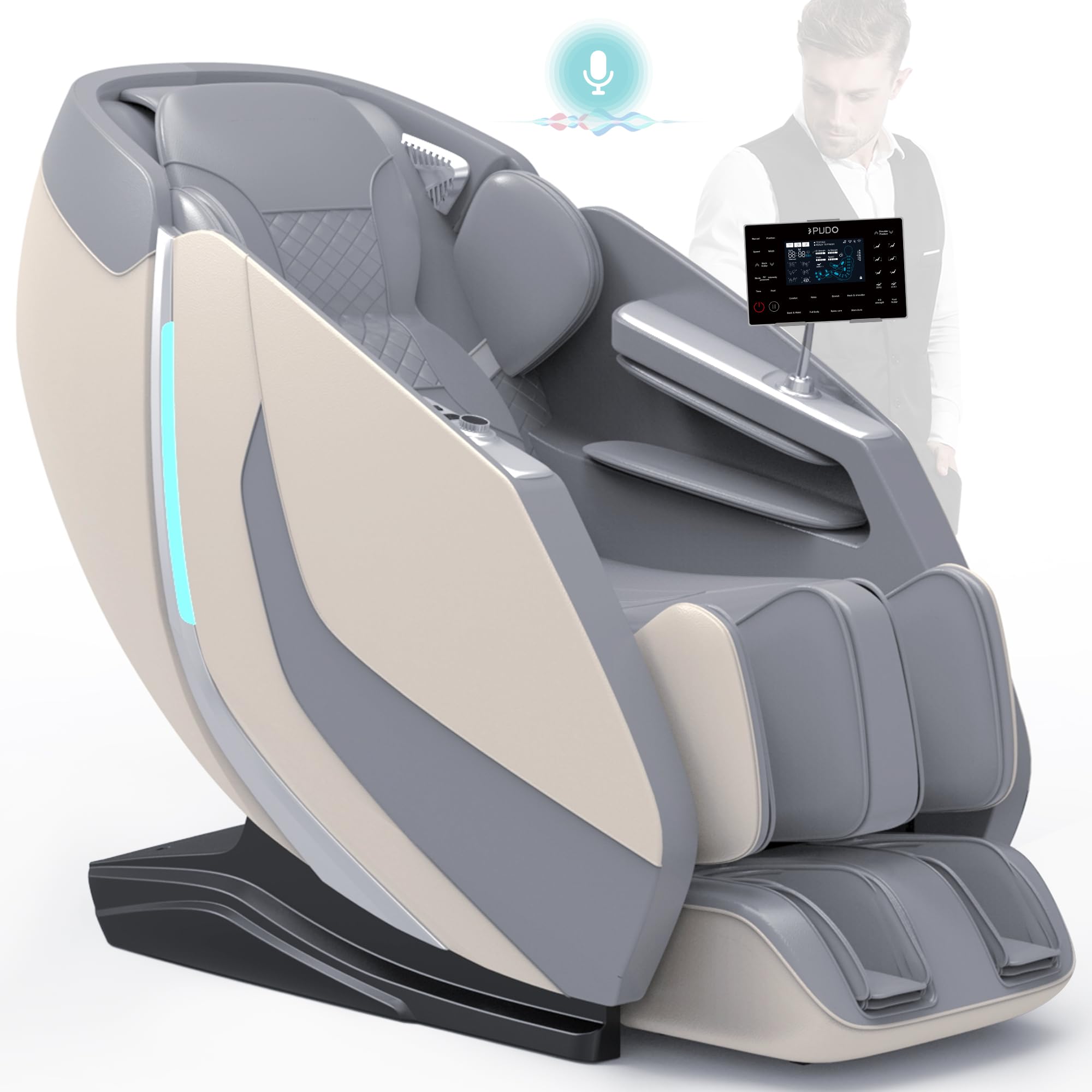 PUDO 4D Massagesessel Massagestuhl Ganzkörpermassage: Massagesessel mit Wärmefunktion Massage Stuhl Massage Chair - Beige