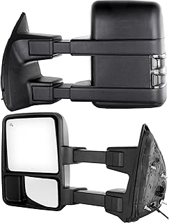 ASTOU Towing Mirrors Fit for Ford for F-250/350/450/550 Super Duty 2008-2016 Replace Power Adjusted, Heated Function, Turn Signal Light, Manual Folding & Telescoping w/Black Housing Tow Mirrors