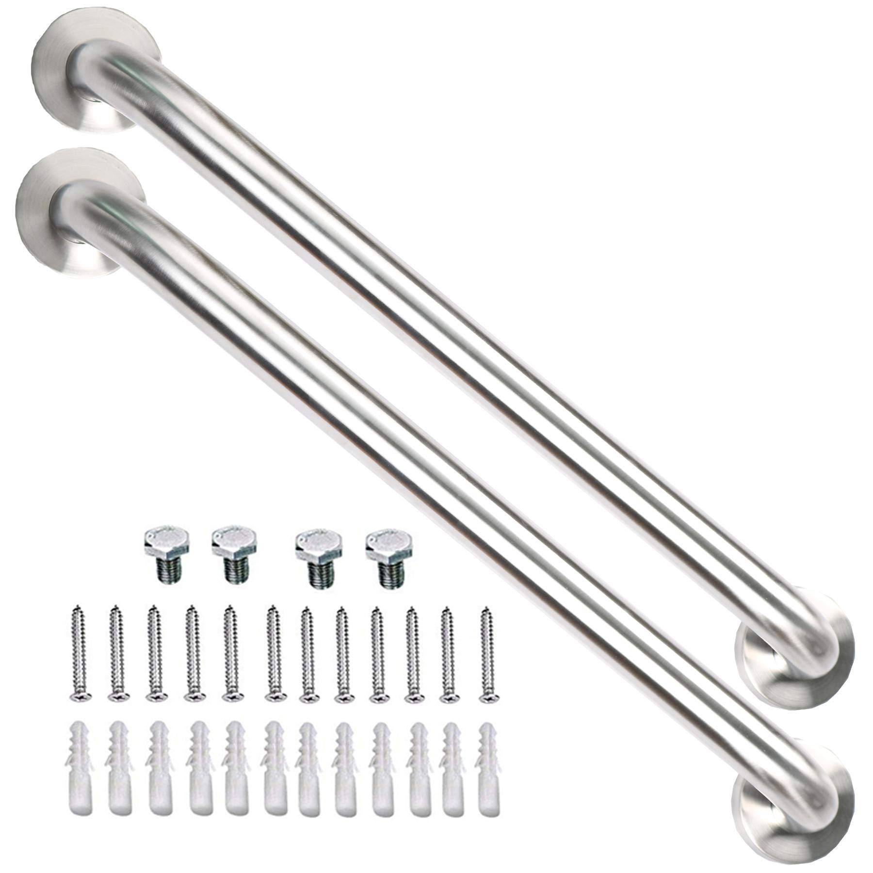 2 pack 24 inch shower grab bar, imomwee satin brushed nickel stainless steel bathroom grab bar handle, shower balance bar,safety hand rail support,handicap elderly senior assist handle(1.5" diameter)