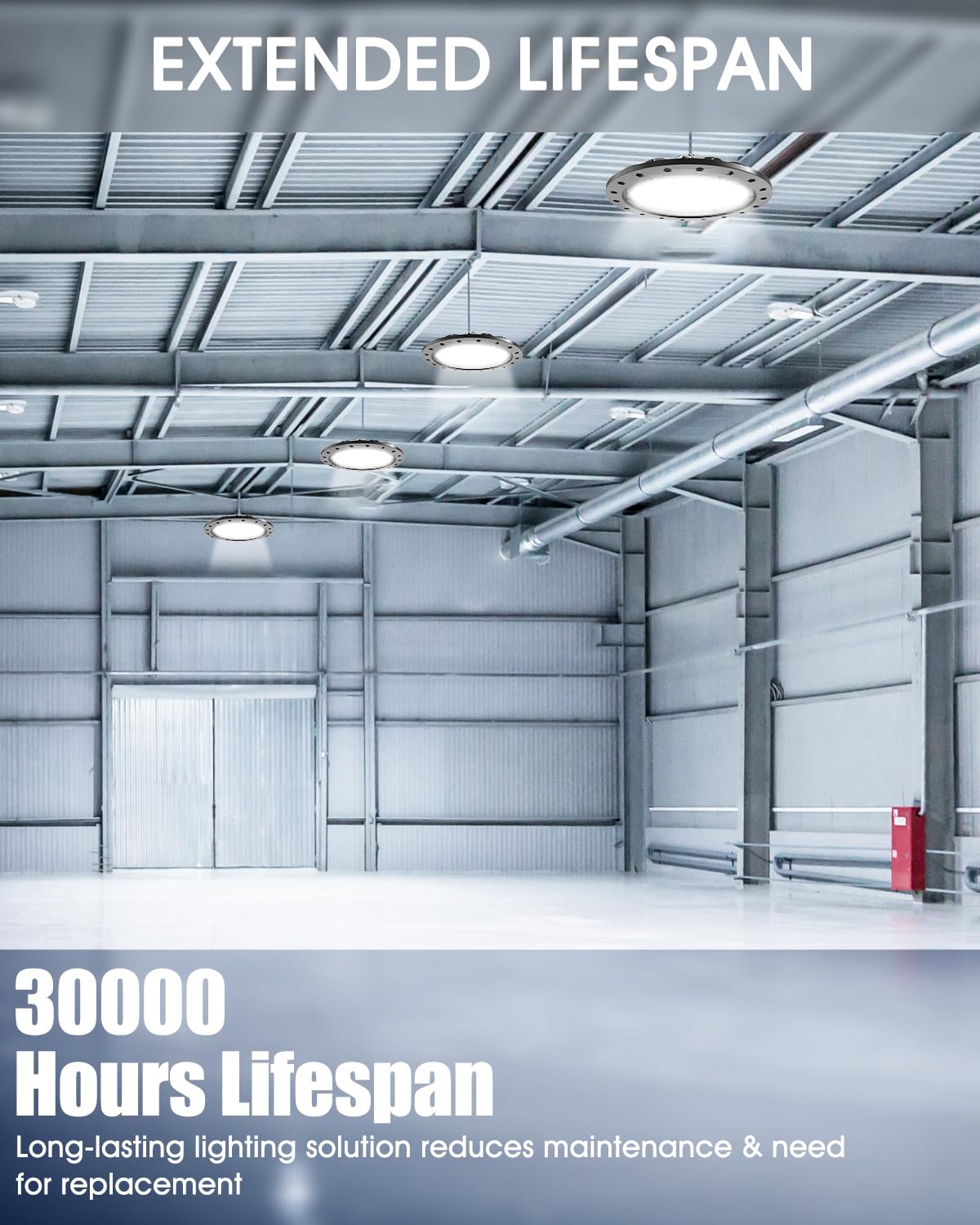 300W UFO LED High Bay Lights - 6000K 20000LM Warehouse Lights AC120V Plug and Play IP65 Waterproof Commercial — view 5