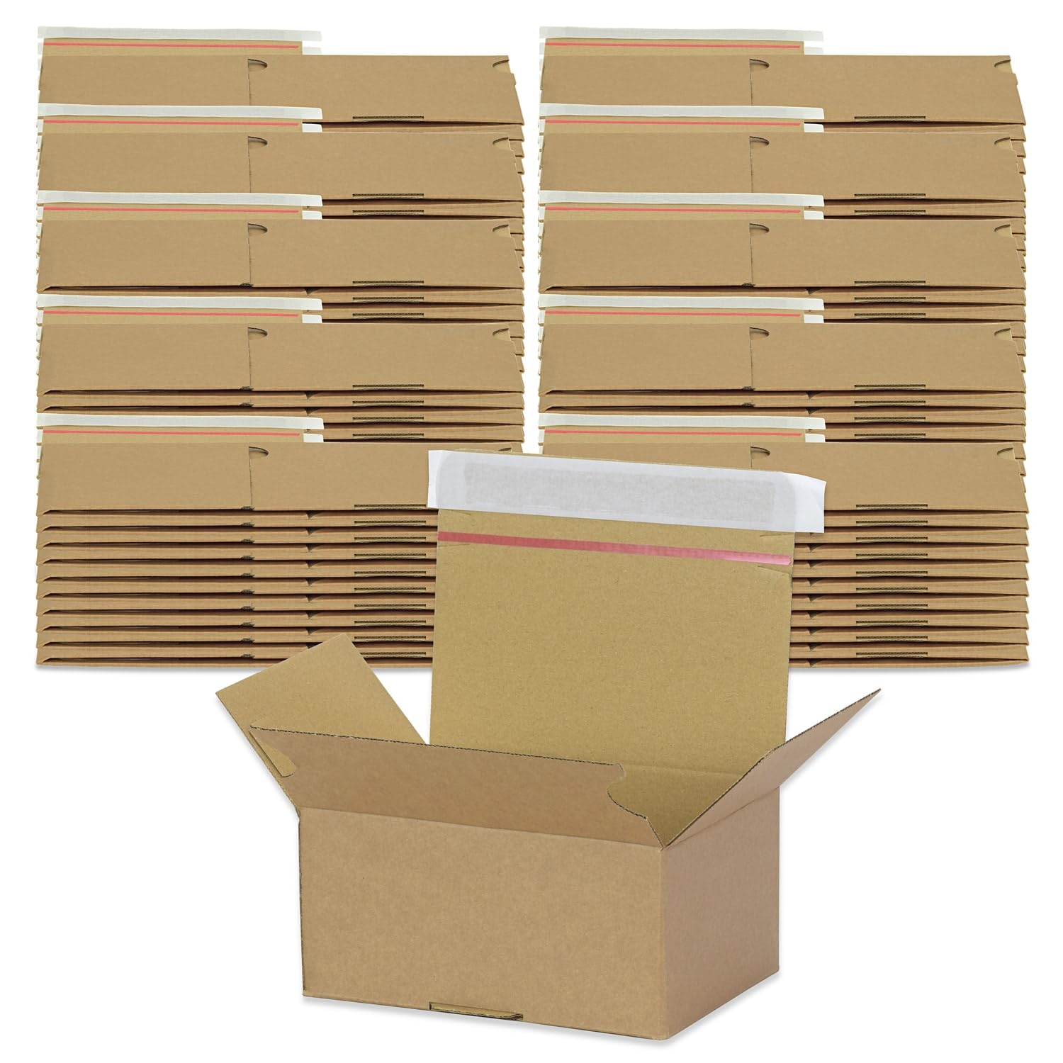 Oputec Lot de 100 cartons automatiques AK-15E 161 x 131 x 73 mm – Carton d'expédition automatique avec fond flash, fermeture autocollante et aide à la déchirure, carton d'expédition solide en carton