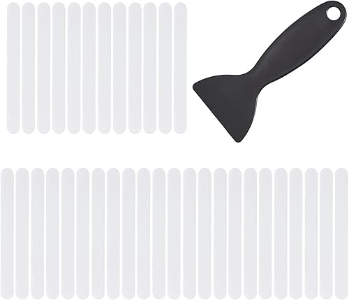 Harewu 36 calcomanías antideslizantes para ducha. Calcomanías antideslizantes de plástico para baño y bañera con mini raspador. Adecuado para suelos