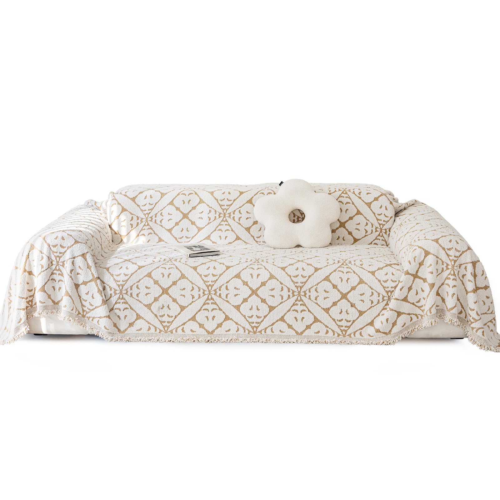 jianyana Sofa Covers Soft Durable Reversible Chenille Sofa Slipcover Couch Covers Modern Universal Furniture Protector for 1 2 3 4 Seater Sofa Loveseat Corner Futon Sofas,Cappuccino-khaki,180x300cm