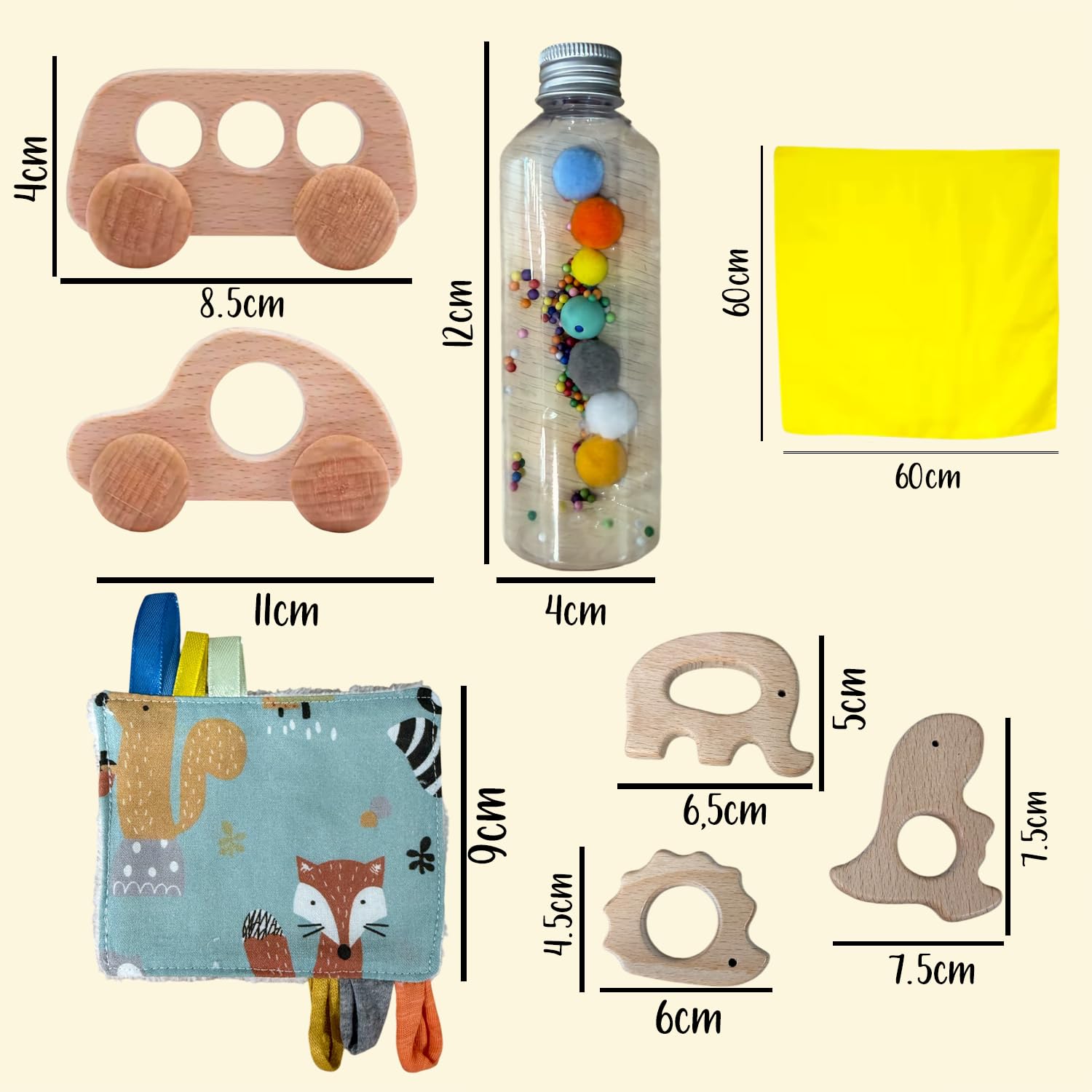 Montessori-Schatzkorb für Babys (4-18 Monate), sensorisches Spielzeug, handgefertigt aus natürlichen Materialien, Lernspiel zur Stimulation und Entwicklung, originelles Babygeschenk, Rosa
