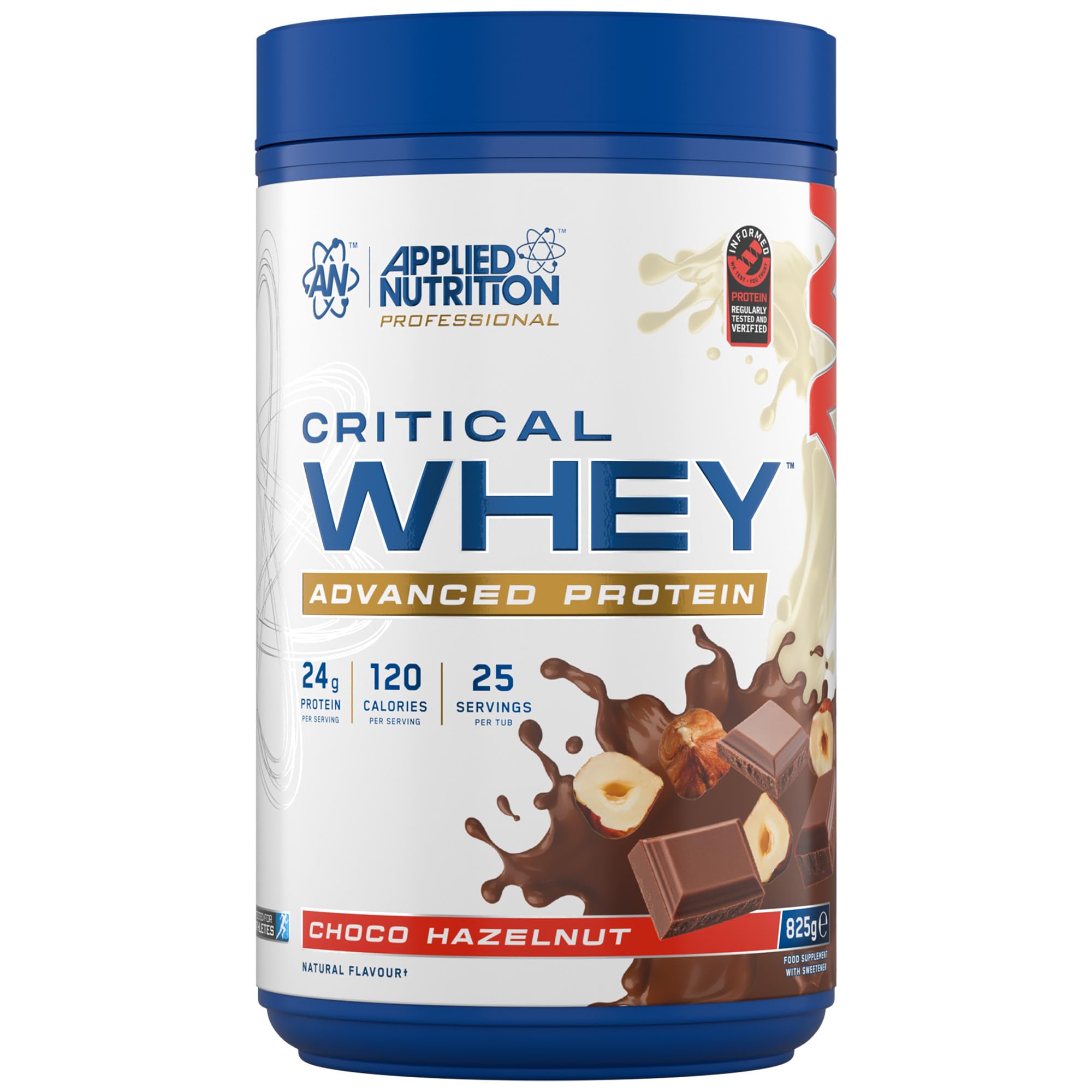 Applied Nutrition Critical Whey Protein Powder – 24g Protein per Serving, High Protein Powder, Protein Shake with BCAAs & Glutamine – Muscle Growth & Recovery (825g - 25 Servings) (Choco Hazelnut)