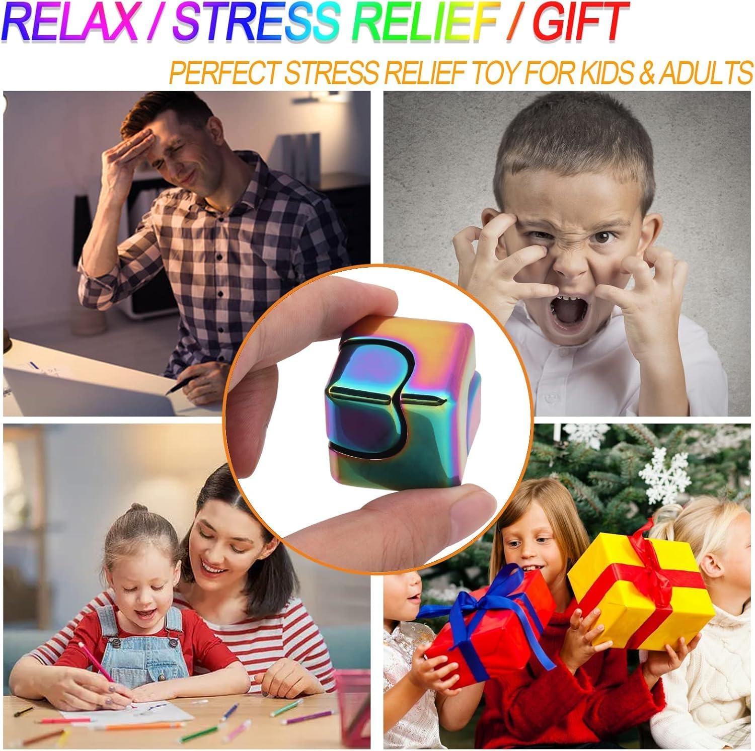 Fdget Spinner, zabawka 2 w 1, z metalu, dla dzieci i dorosłych, redukuje stres (kolorowa)