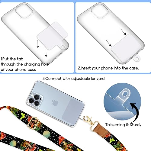 Miniatura 6 de Cordón cruzado para teléfono celular con correa de muñeca, cordones de mariposa de hongo para alrededor del cuello, correa ajustable para teléfono,