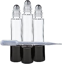 nsb herbals Empty Clear/Transparent Glass Roll On Bottles (10 ml) With Black Cap For Essential Oils, Perfumes, Lip Balms | Refillable Bottle (Pack Of 3)