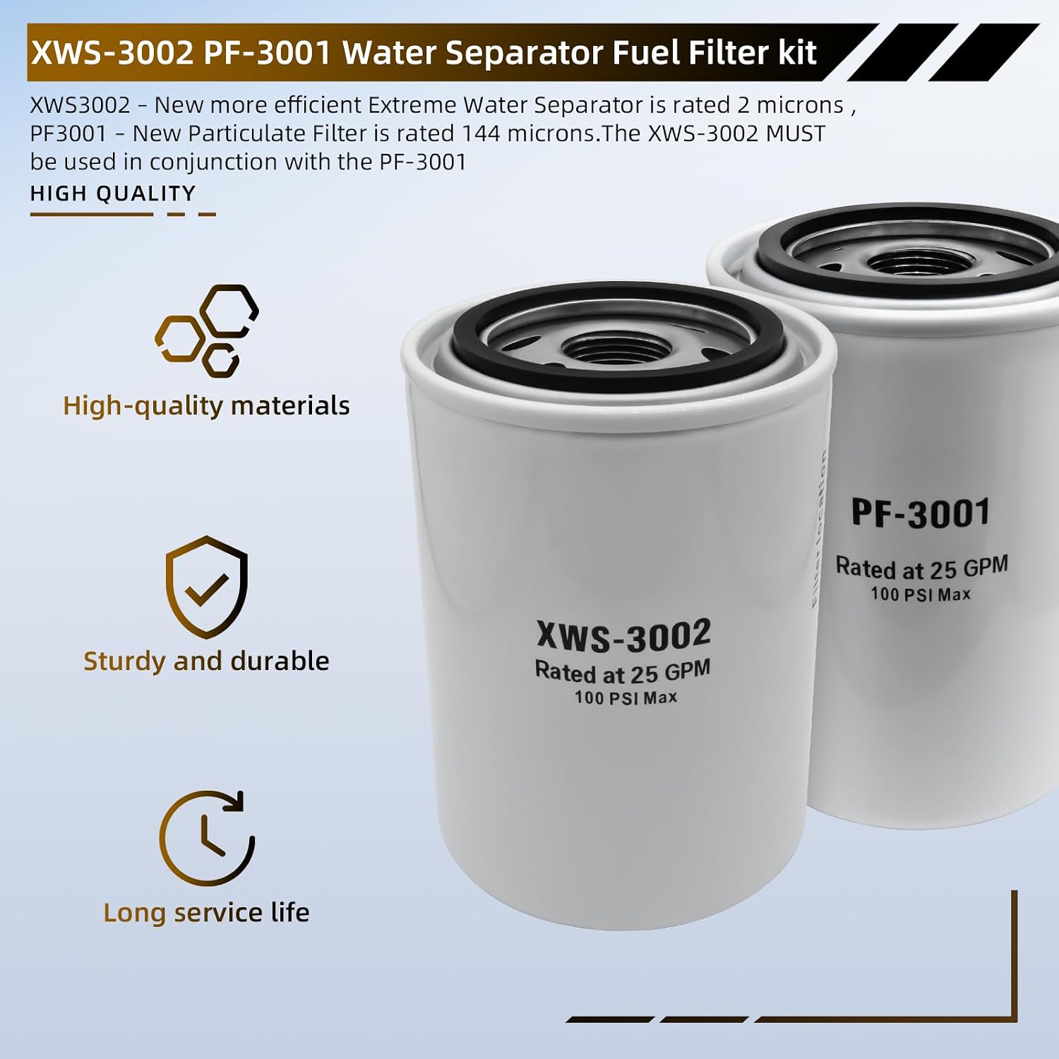 XWS-3002 PF-3001 Water Separator Fuel Filter kit Replacement for FASS Titanium Series Diesel Fuel Pumps