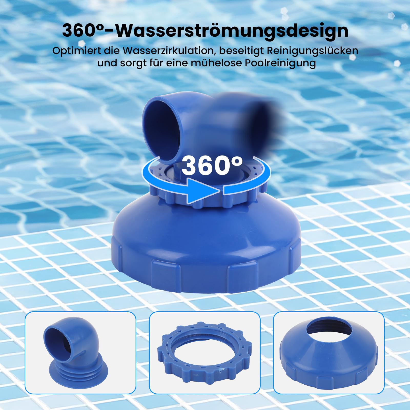 GEEKHOM Boquilla de entrada para piscina giratoria 360°, diámetro de 32 mm, para Intex Bestway, boquilla de salida para piscina de pared de acero, accesorios para piscina