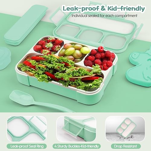Miniatura 4 de Lonchera Bento de 30 piezas para niñas, juego único de bolsas de almuerzo aisladas, 4 compartimentos, con accesorios, bolsa de hielo, botella de