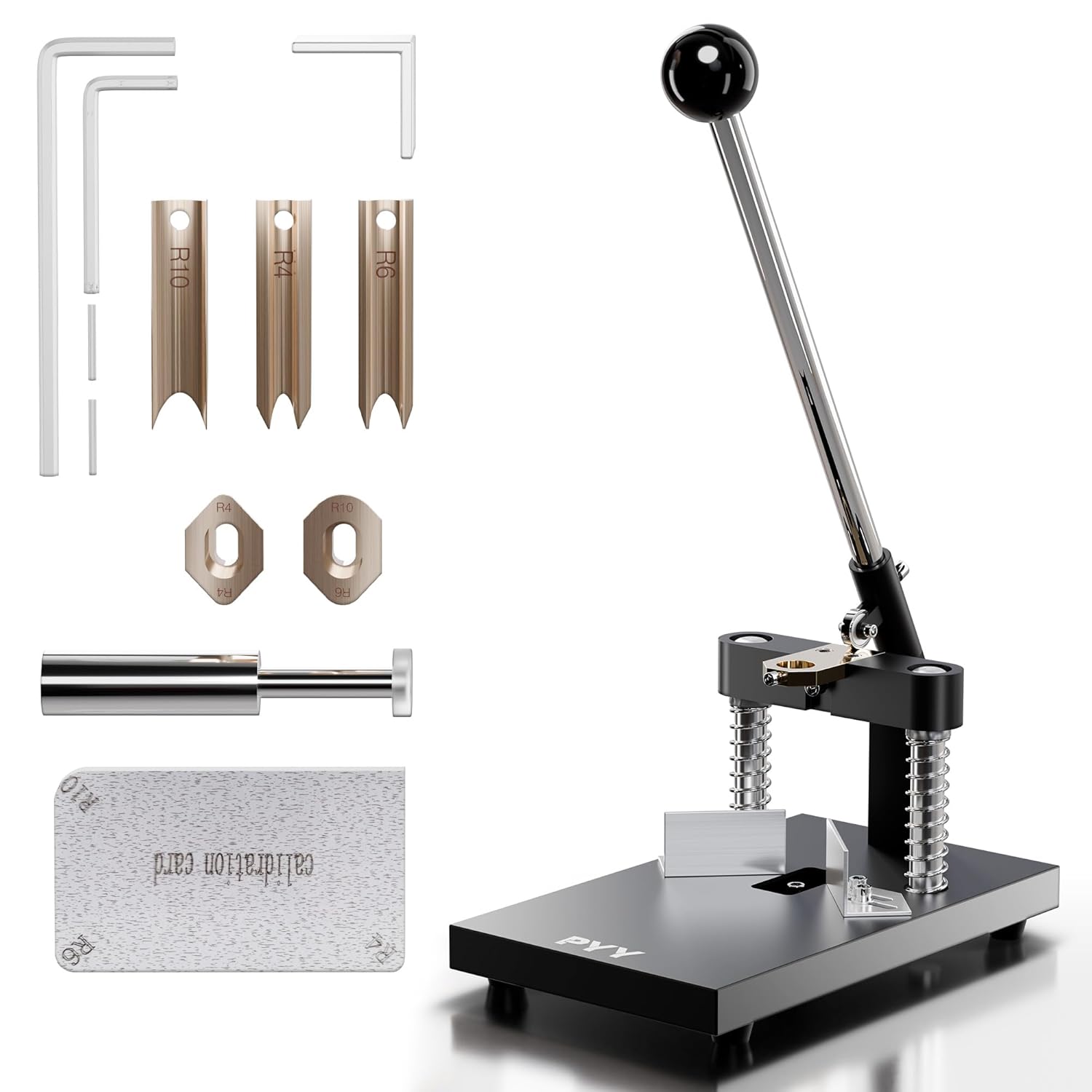 PYY Corner Rounder Punch Cutter - Round Edge Paper Cardstock Laminate Business Card Photo Crafting Tool Machine | 3 Dies R4mm R6mm R10mm Blades | Max 30mm/1.2" Cutting Thickness | Heavy Duty A3 Steel