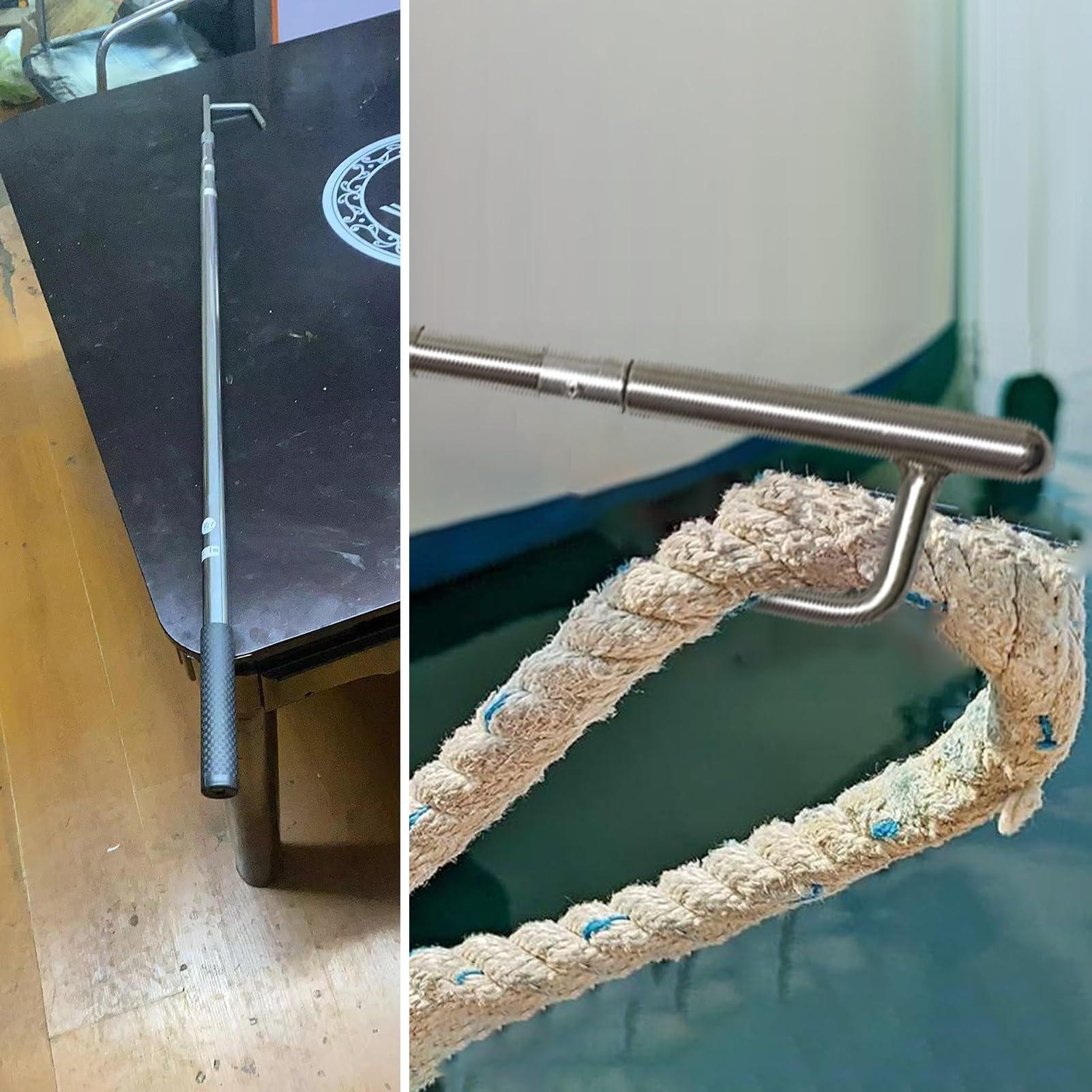 Mezzo Marinaio per Barca Gancio Leggero per Ormeggio, Pali di Ormeggio Estensibili Push-pull con Estremità Filettata, Ganci di Salvataggio ad Alta Resistenza(190-920cm/75"-362")