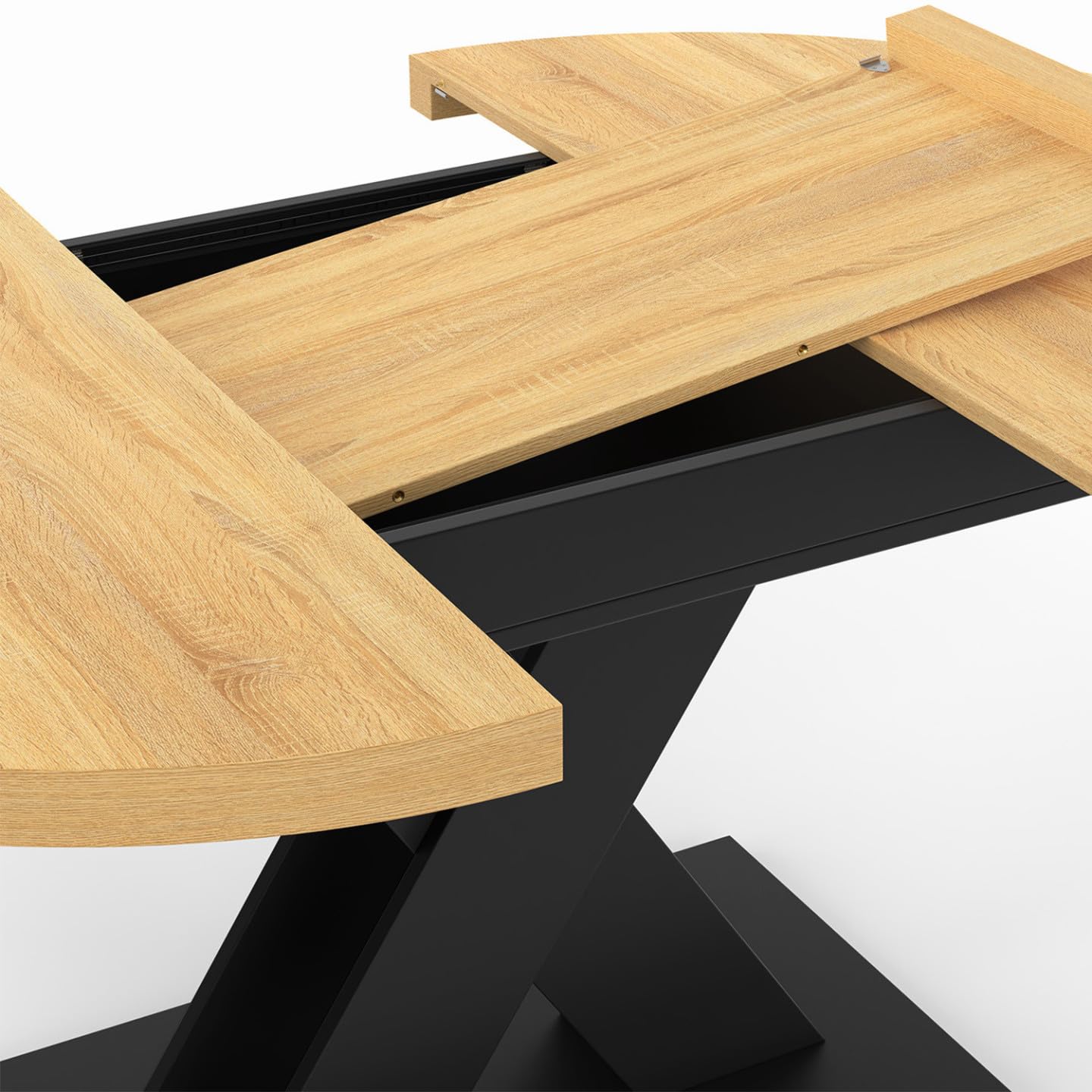 IDMarket Alicia – Mesa de comedor extensible redonda 110-150 cm Madera y Negro