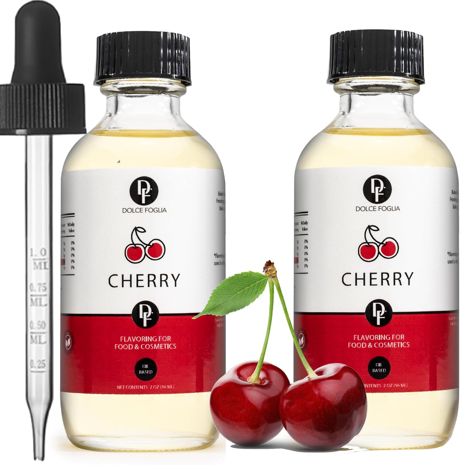 Dolce Foglia 2 Pack Cherry Extract for Baking 2x2 Oz. OilSoluble
