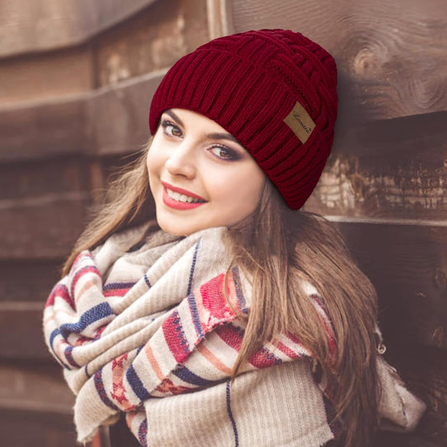 Loritta 3-Pieces Winter Hat Neck Warmer Touchscreen Gloves Set Knit Thick Scarf Beanie Hats Scarves Set Gifts for Women - Image 6