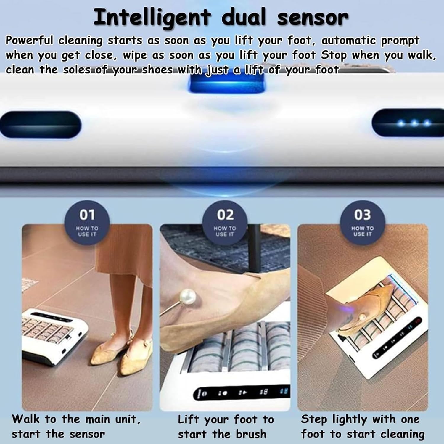 Fully Automatic Shoe Sole Cleaning Machine - 1000Pa Suction, 260RPM Quick Clean in 5 Seconds, Rechargeable Induction Polisher for Home, Office & Laboratory Floors