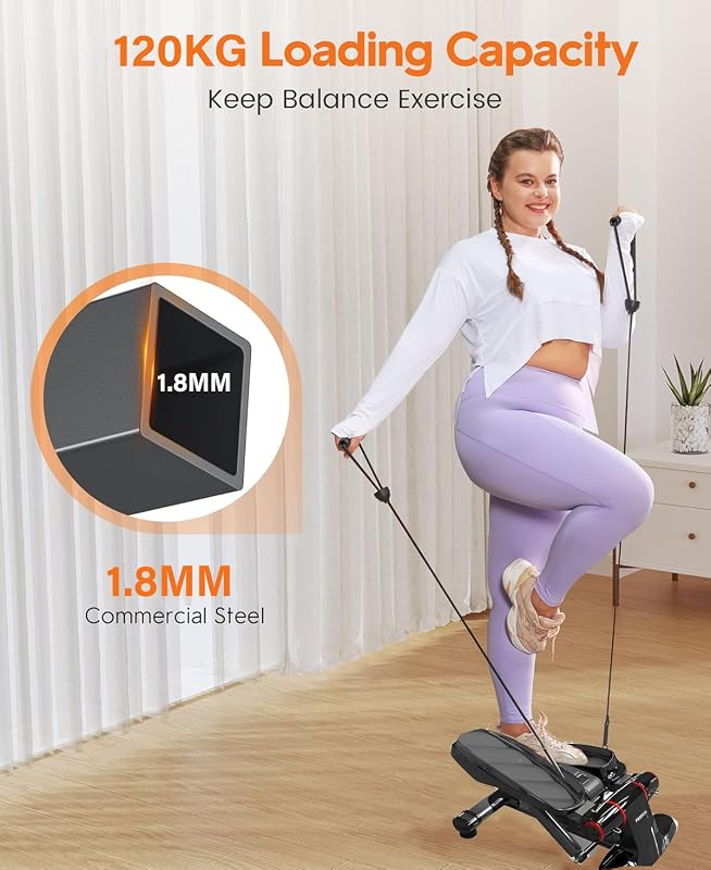 PROIRON Swing Stepper 120 kg kijelzővel - Lábedzés és fenék edzéshez, csendes hidraulikus stepper
