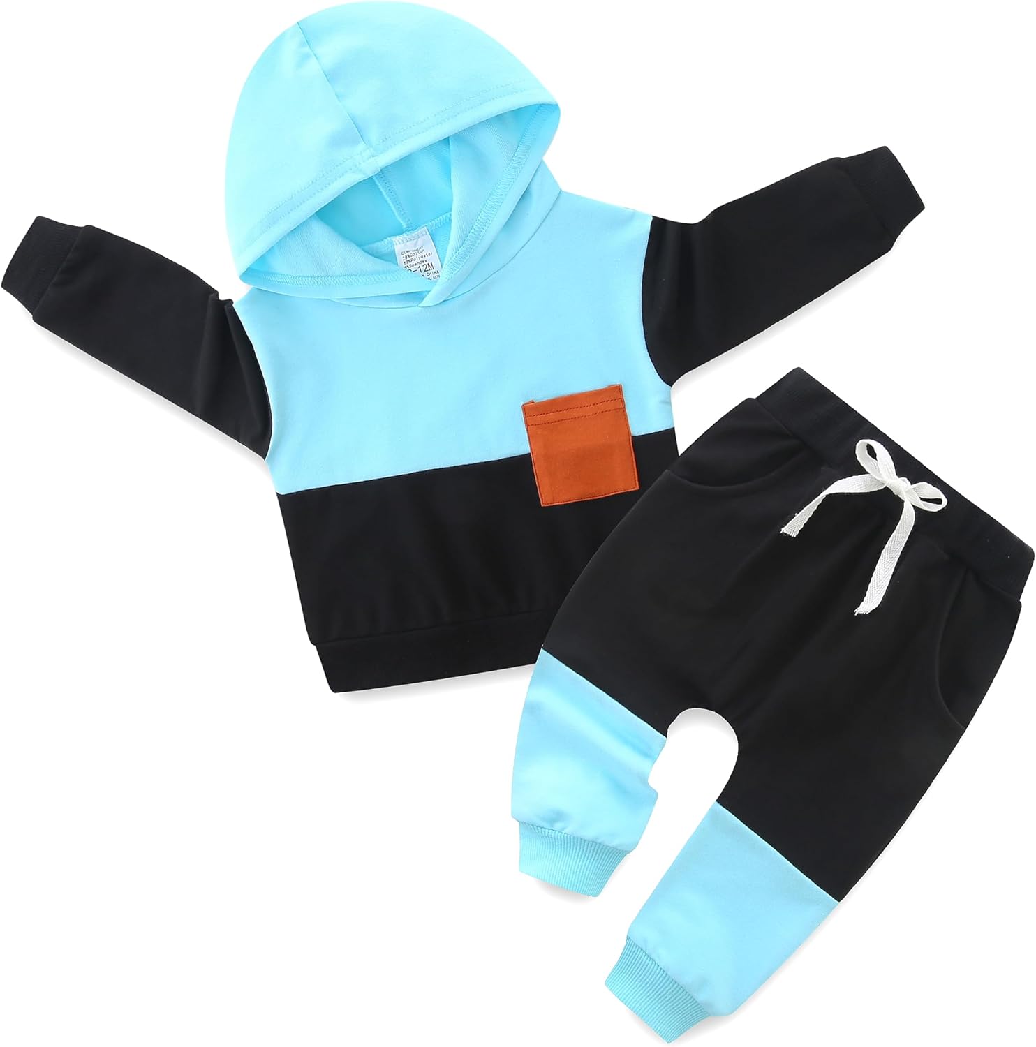 Felpa a maniche lunghe + pantaloni lunghi con tasca con coulisse per neonato, set completo 2 pezzi per neonato, vestiti per neonato da 3 a 24 mesi