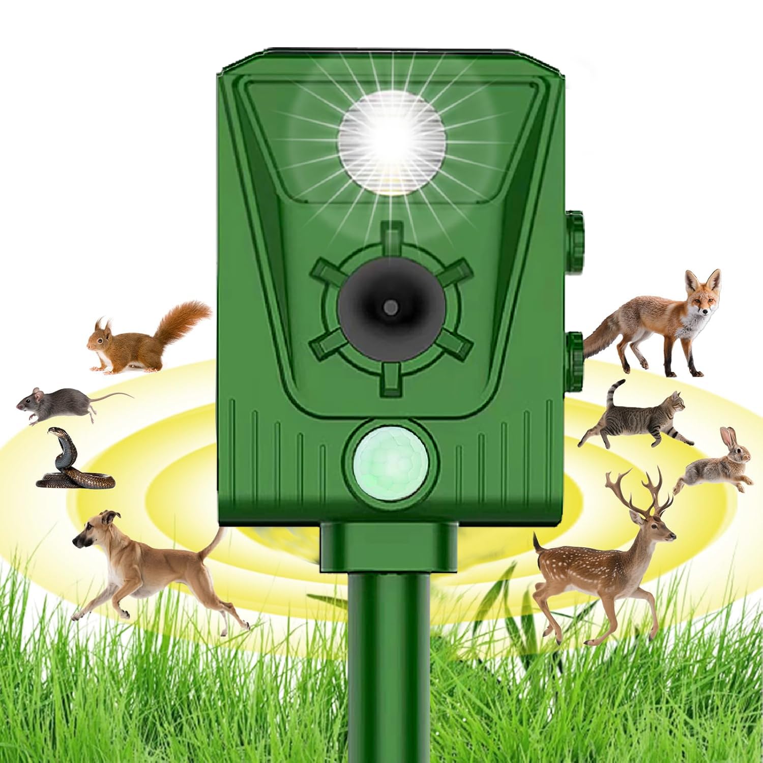 Repellente per Gatti, Dissuasori per Piccioni, 2025 Nuovo Ultrasuoni Solare Repellente Gatti Repeller per Piccioni,Uccelli,Cani,Topi,Volpi, Ultrasound per Animali