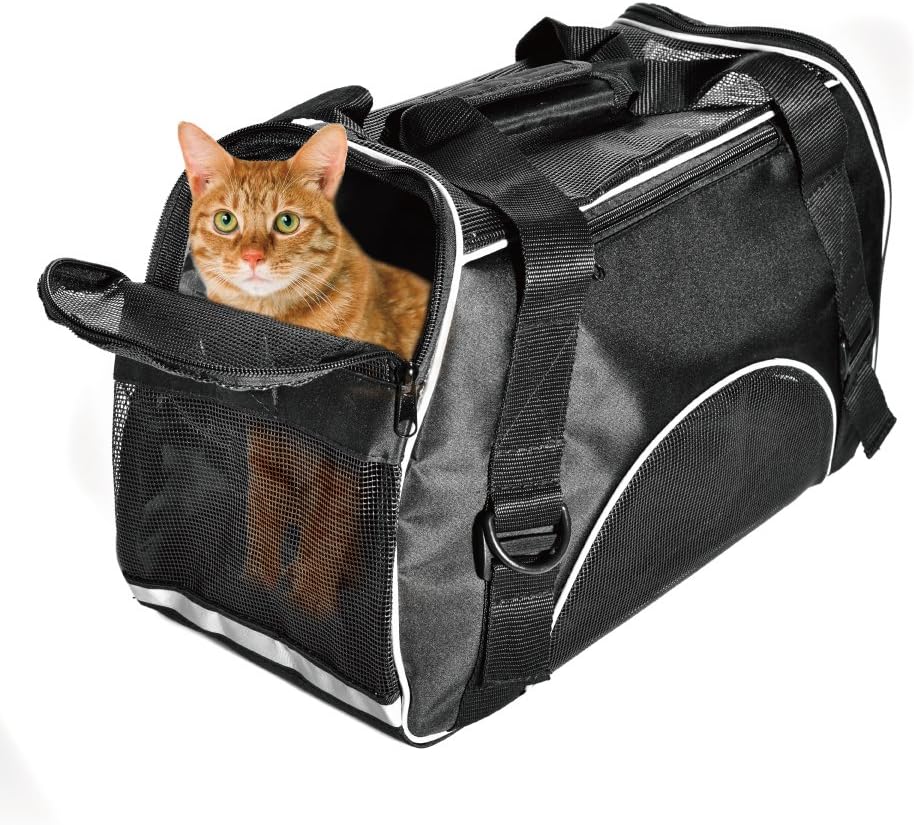 Huanxu Pet Carrier Dog Cat Soft Sided Airline Approved Small Puppy Travel Bag (Black)