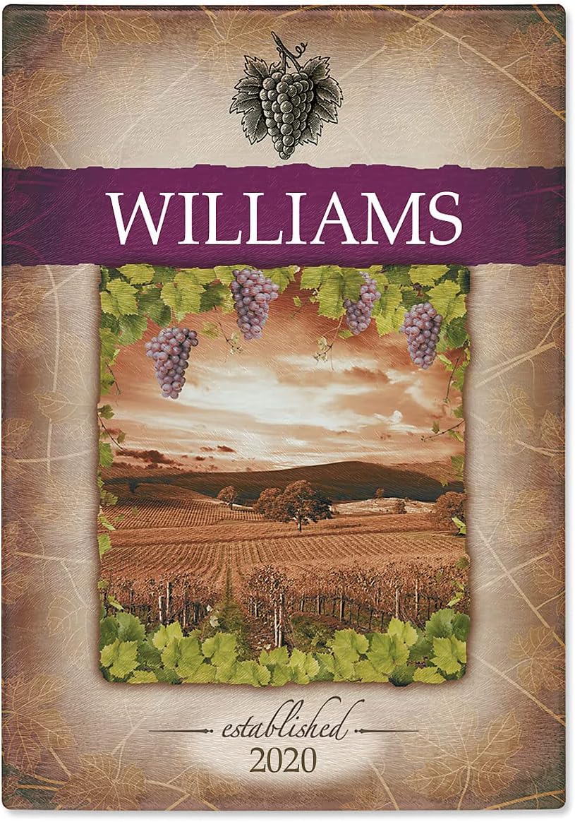 Tuscany Wine Personalized Glass Cutting Board-Custom Tempered Glass Kitchen, Serving, Unique Wedding, Christmas Gifts, Shatter/Heat-Resistant, Add Name, Year, 7-3/4x11-Inches, by Lillian Vernon